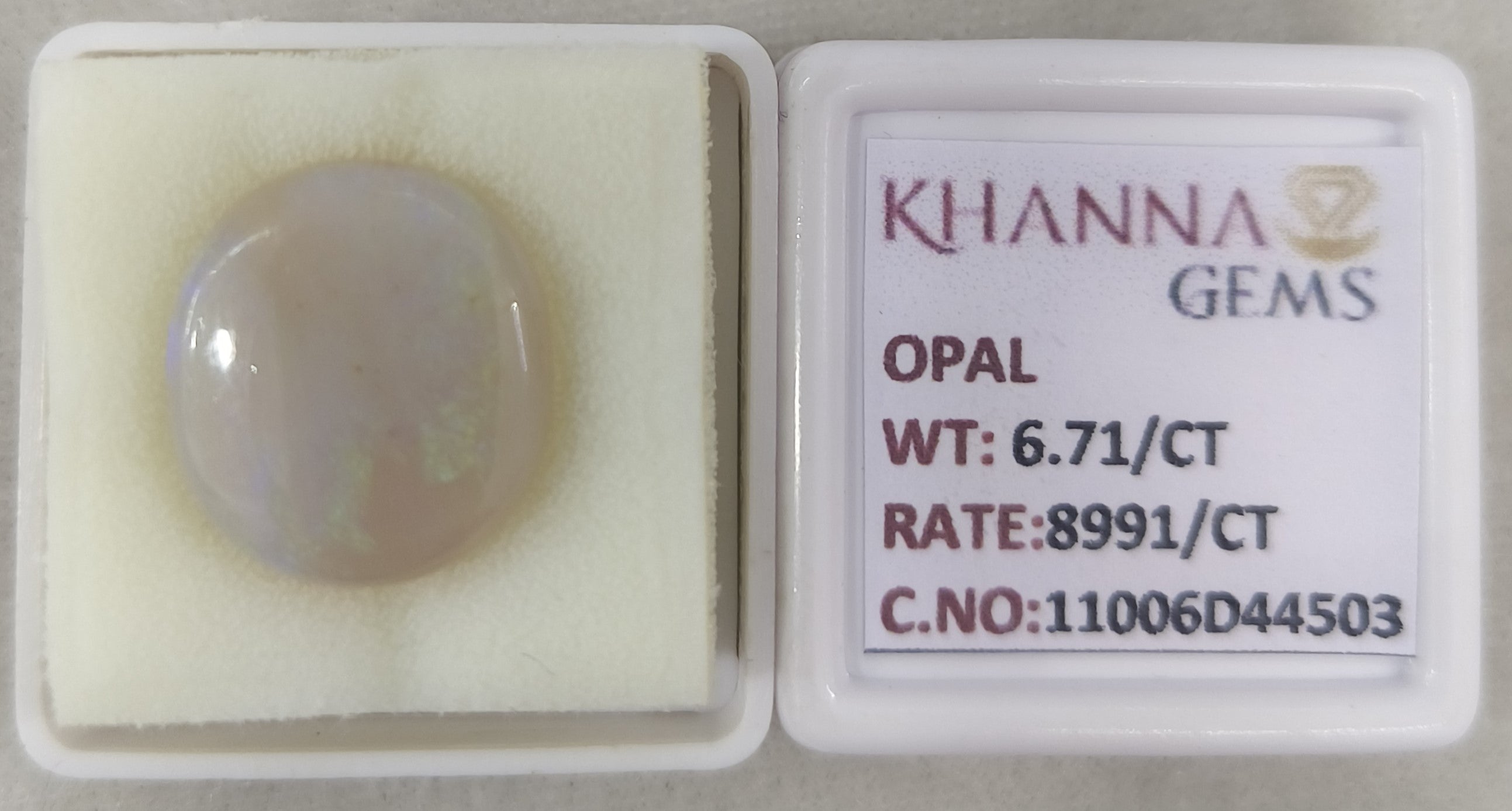6.71/CT Natural Opal with Govt. Lab Certificate-11006D44503