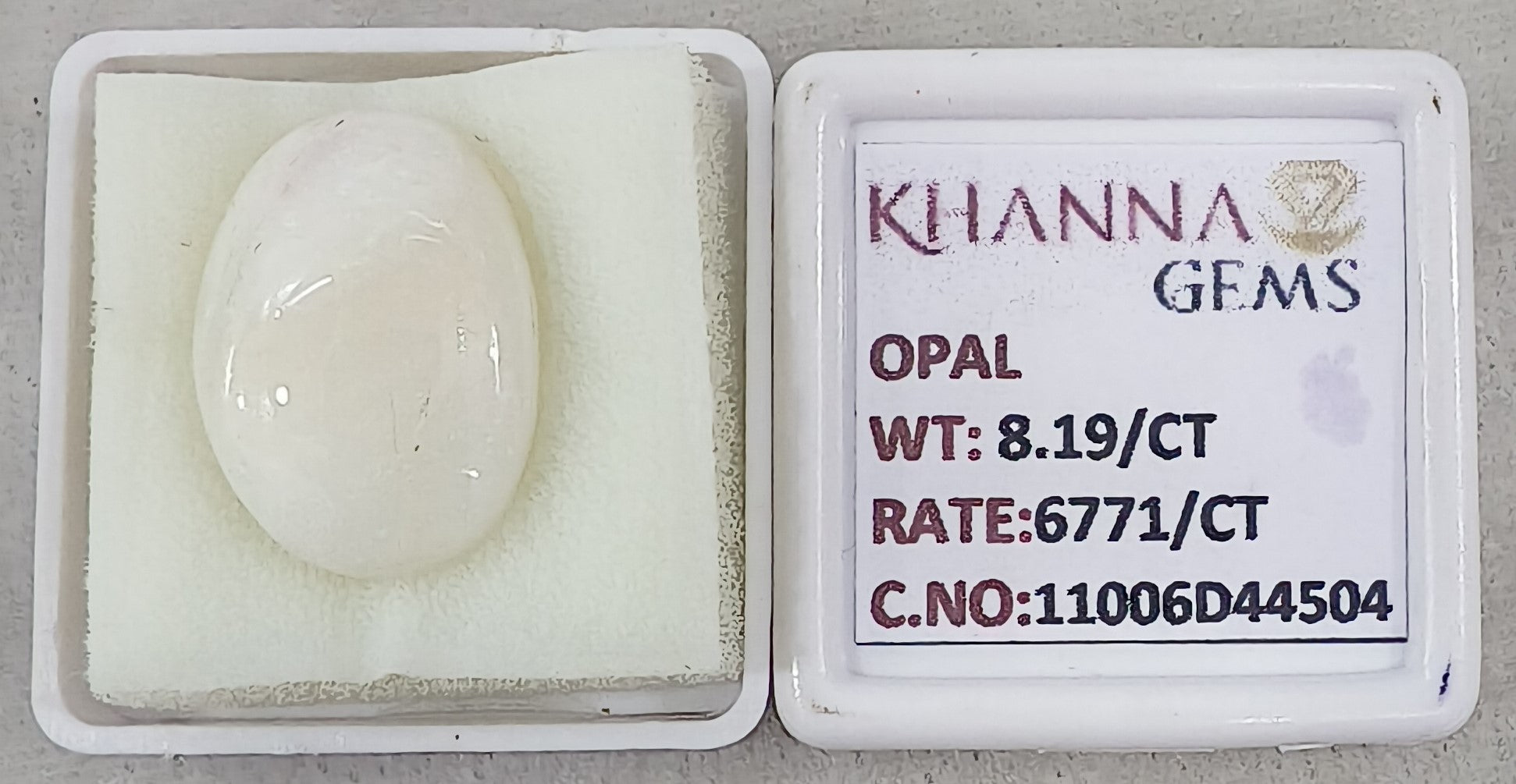 8.19/CT Natural Opal with Govt. Lab Certificate-11006D44504