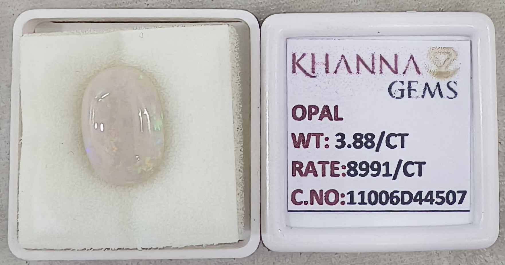 3.88/CT Natural Opal with Govt. Lab Certificate-11006D44507