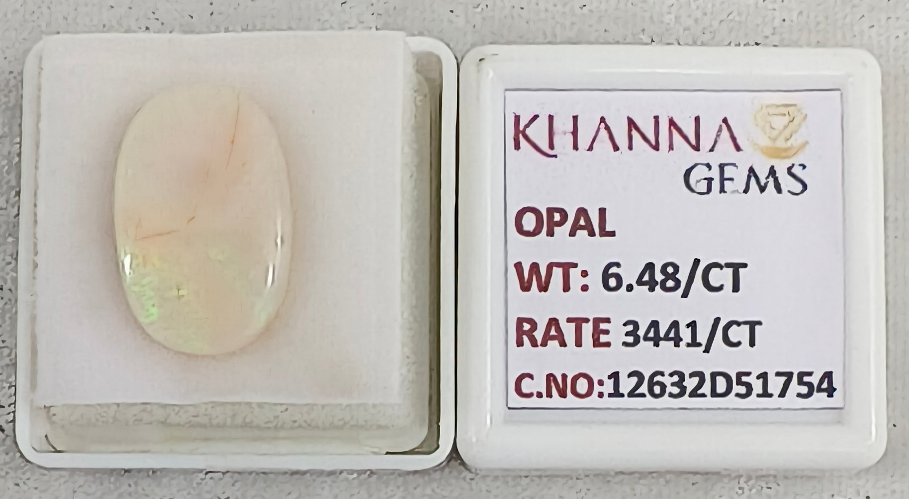 6.48/CT Natural FIRE OPAL with Govt. Lab Certificate-12632D51754