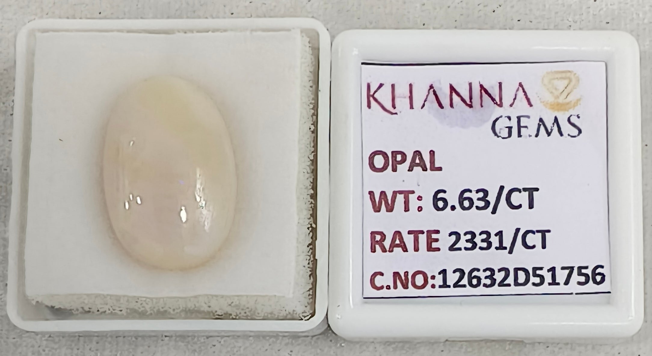 6.63/CT Natural FIRE OPAL with Govt. Lab Certificate-12632D51756