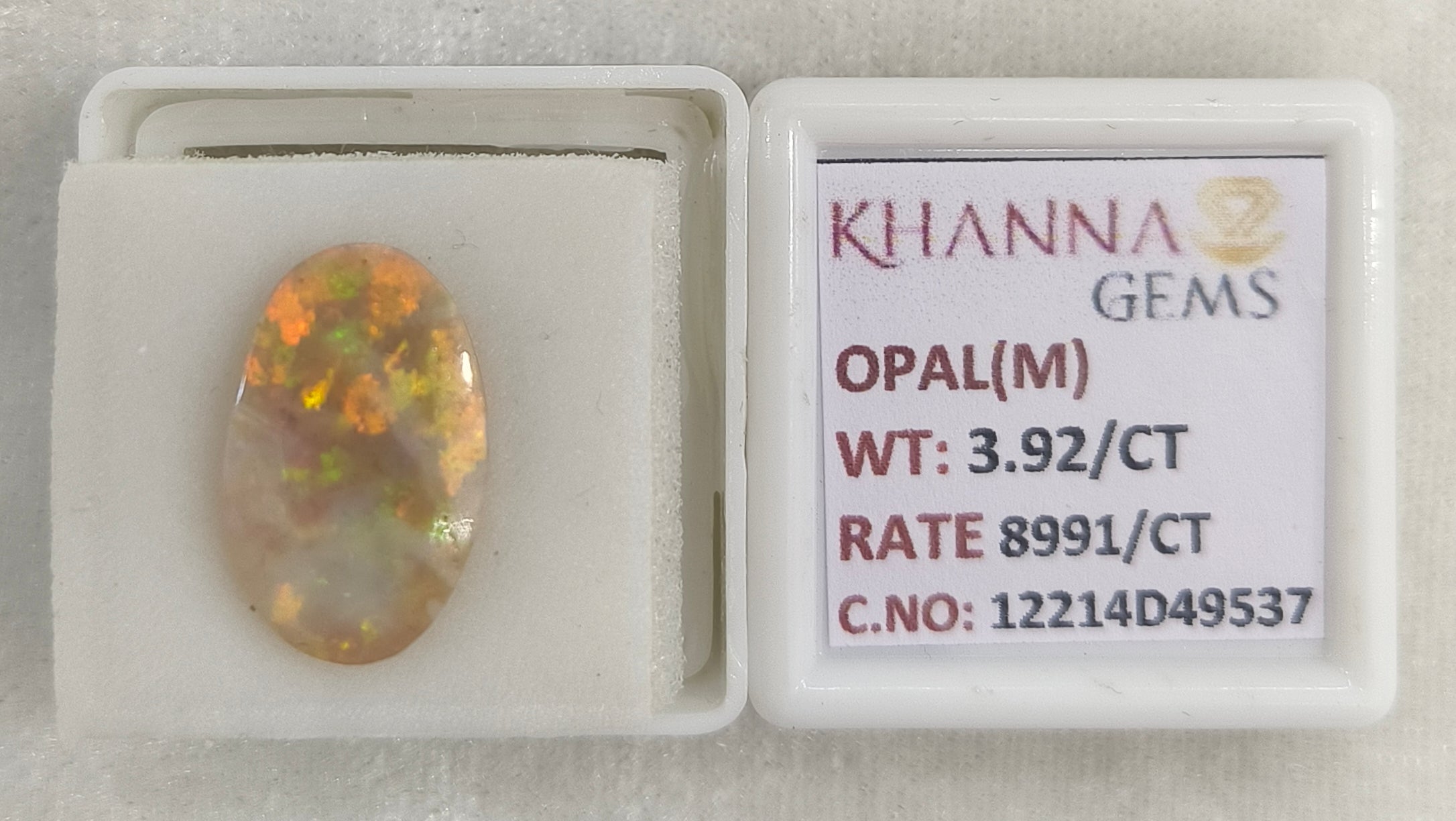 3.92/CT Natural Opal with Govt. Lab Certificate-12214D49537