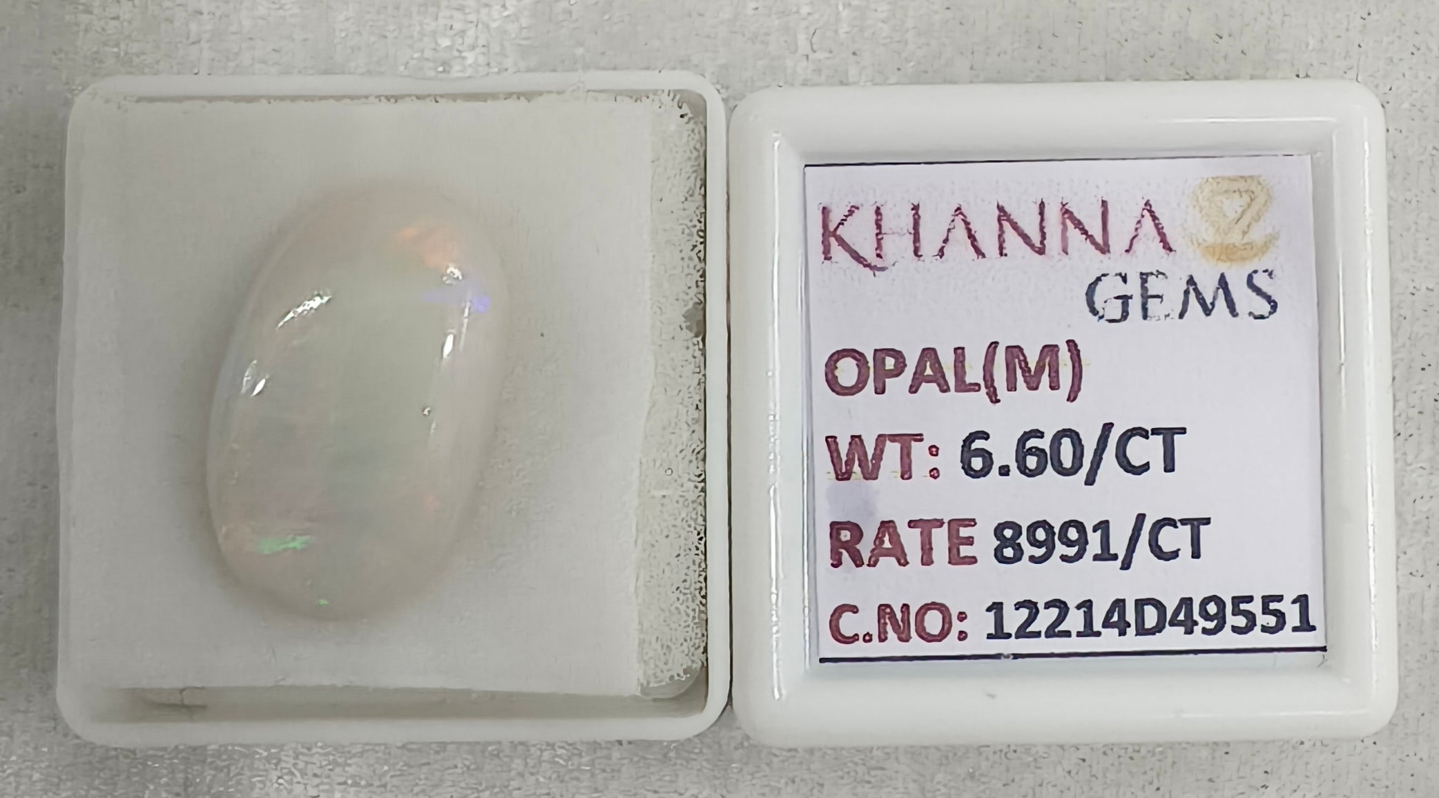 6.6/CT Natural Opal with Govt. Lab Certificate-12214D49551