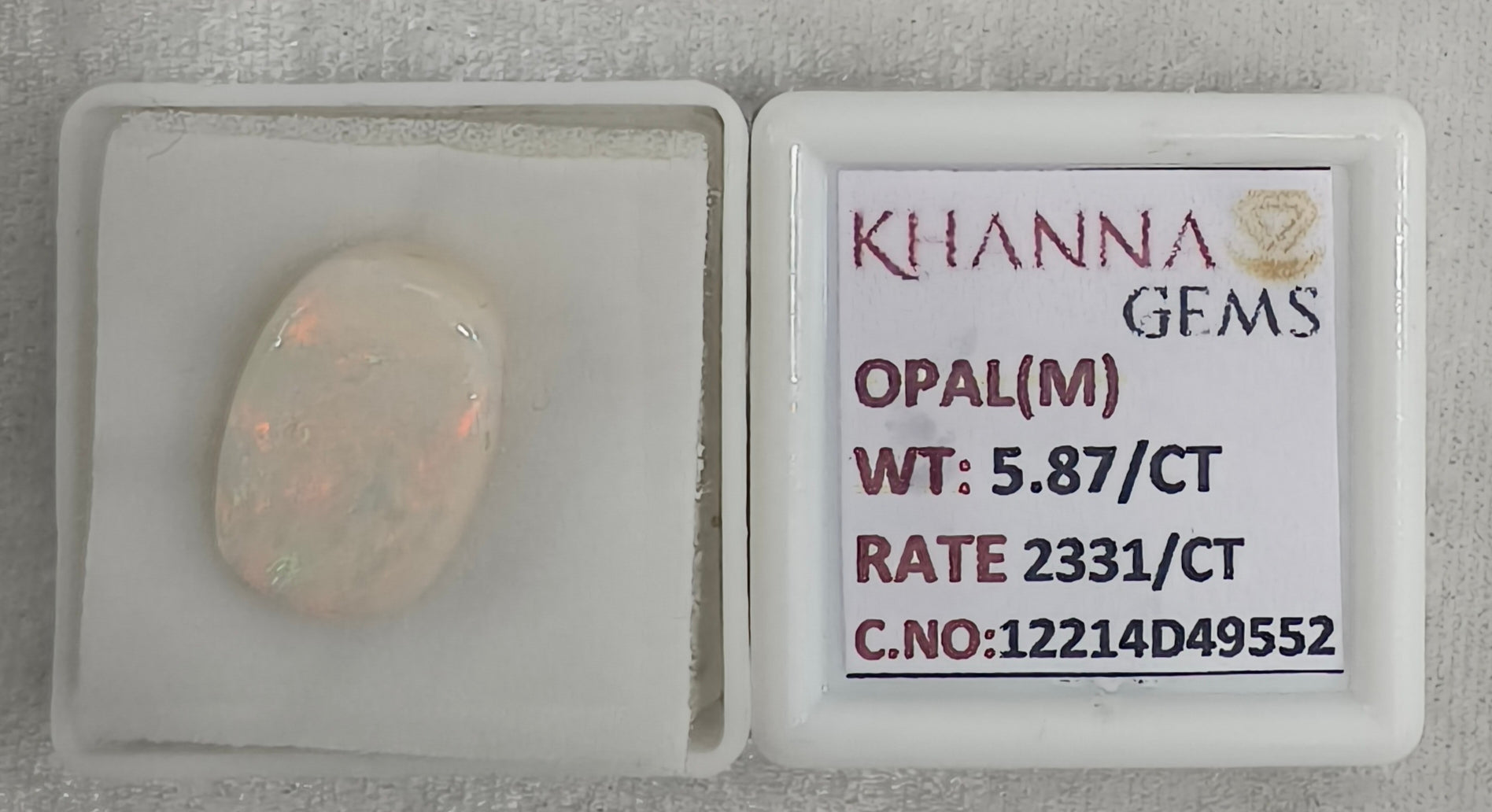 5.87/CT Natural Opal with Govt. Lab Certificate-12214D49552