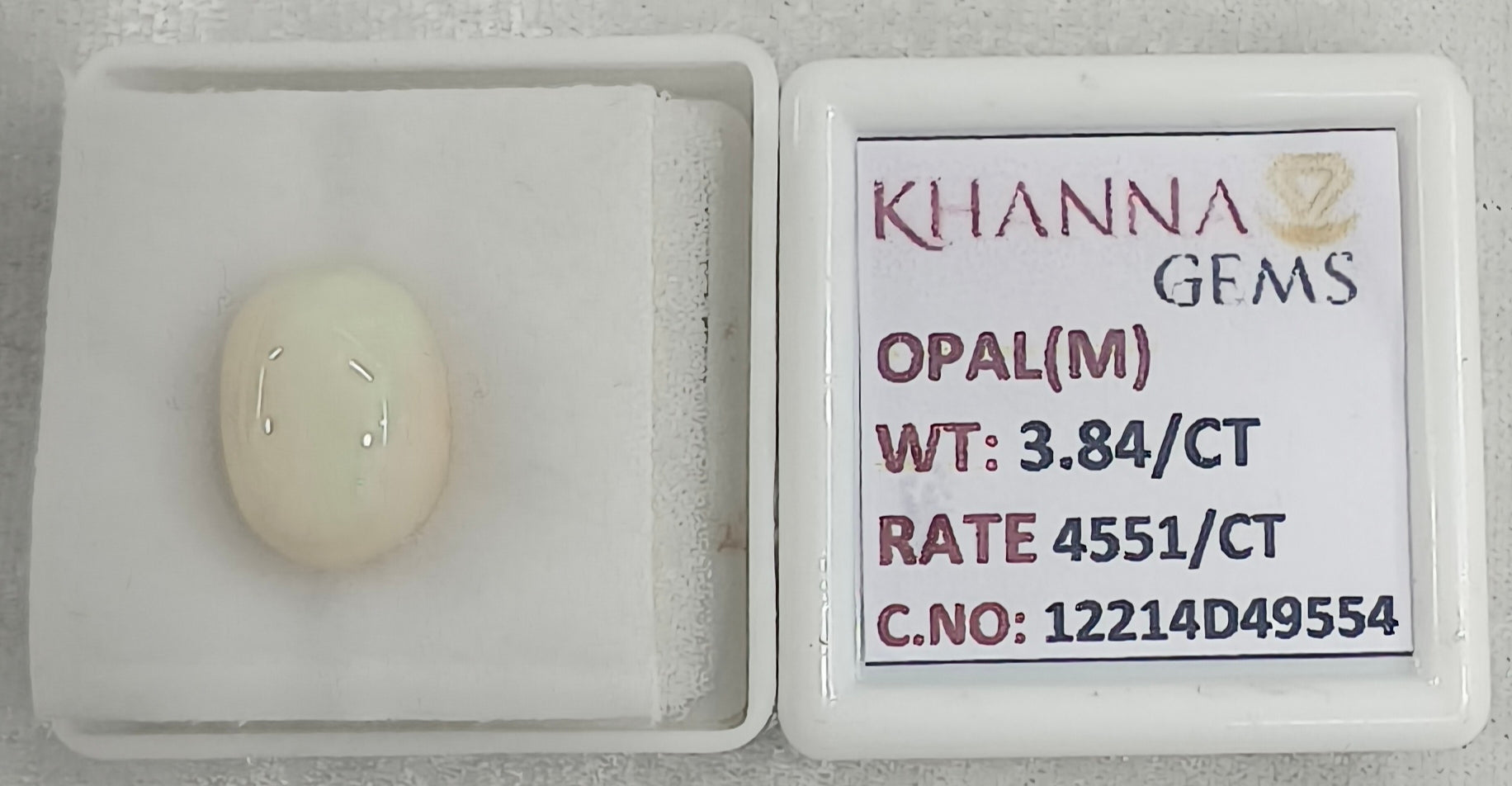 3.84/CT Natural Opal with Govt. Lab Certificate-12214D49554