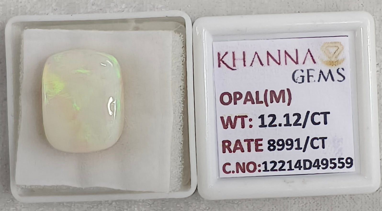 12.12/CT Natural Opal with Govt. Lab Certificate-12214D49559