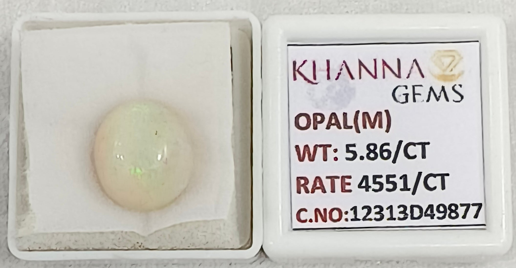5.86/CT Natural FIRE OPAL with Govt. Lab Certificate-12313D49877