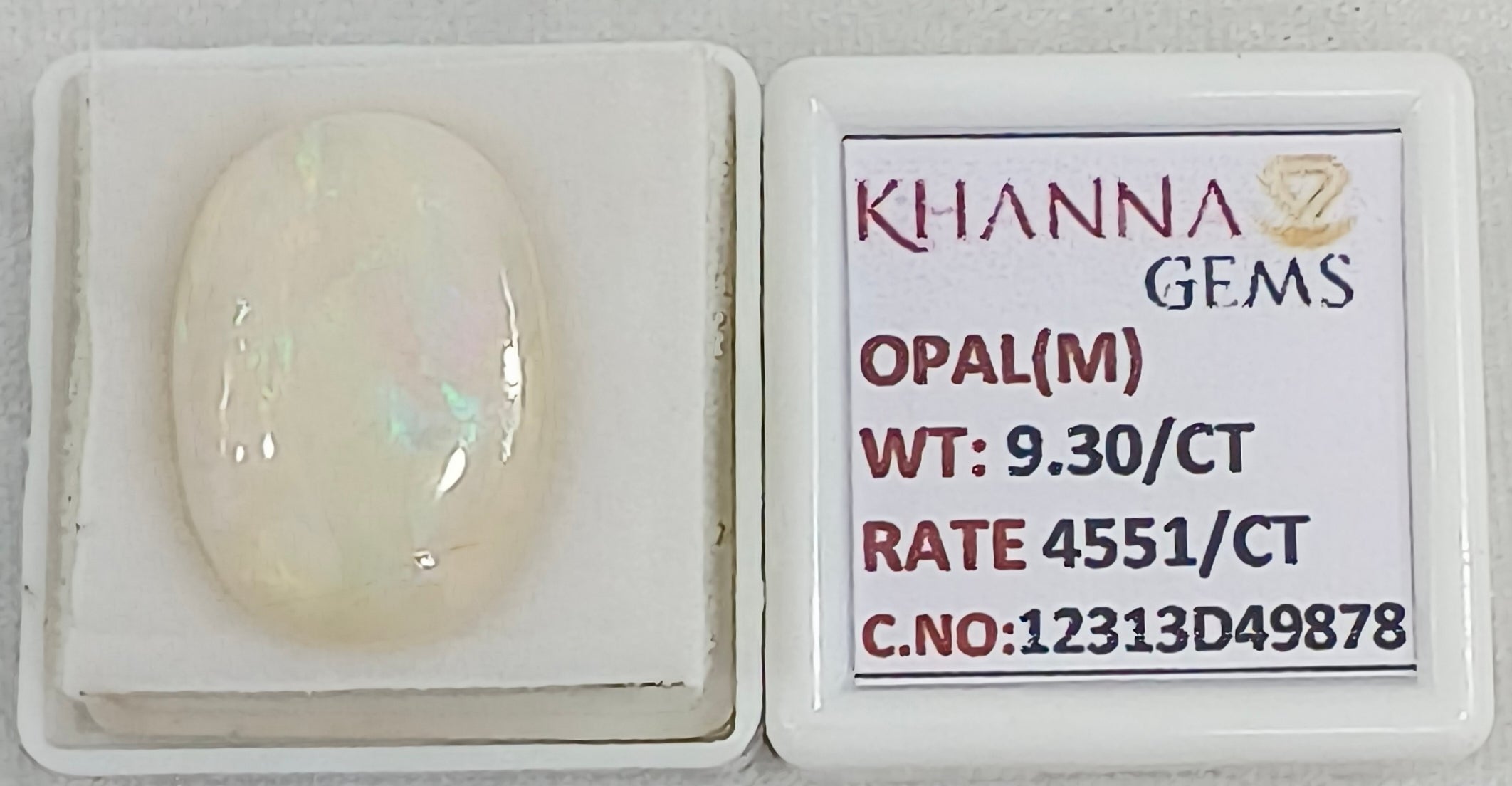 9.3/CT Natural FIRE OPAL with Govt. Lab Certificate-12313D49878