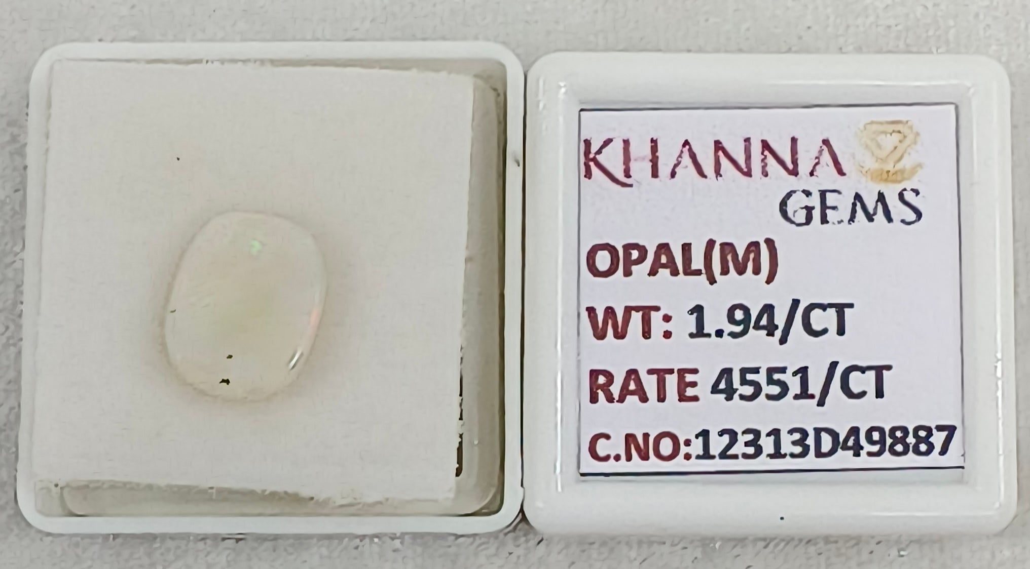 1.94/CT Natural FIRE OPAL with Govt. Lab Certificate-12313D49887