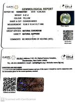 Load image into Gallery viewer, 9.42/CT Natural Yellow Sapphire With Govt Lab Certificate (12210)