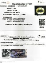 Load image into Gallery viewer, 3.16/CT Natural Yellow Sapphire With Govt Lab Certificate (12210)