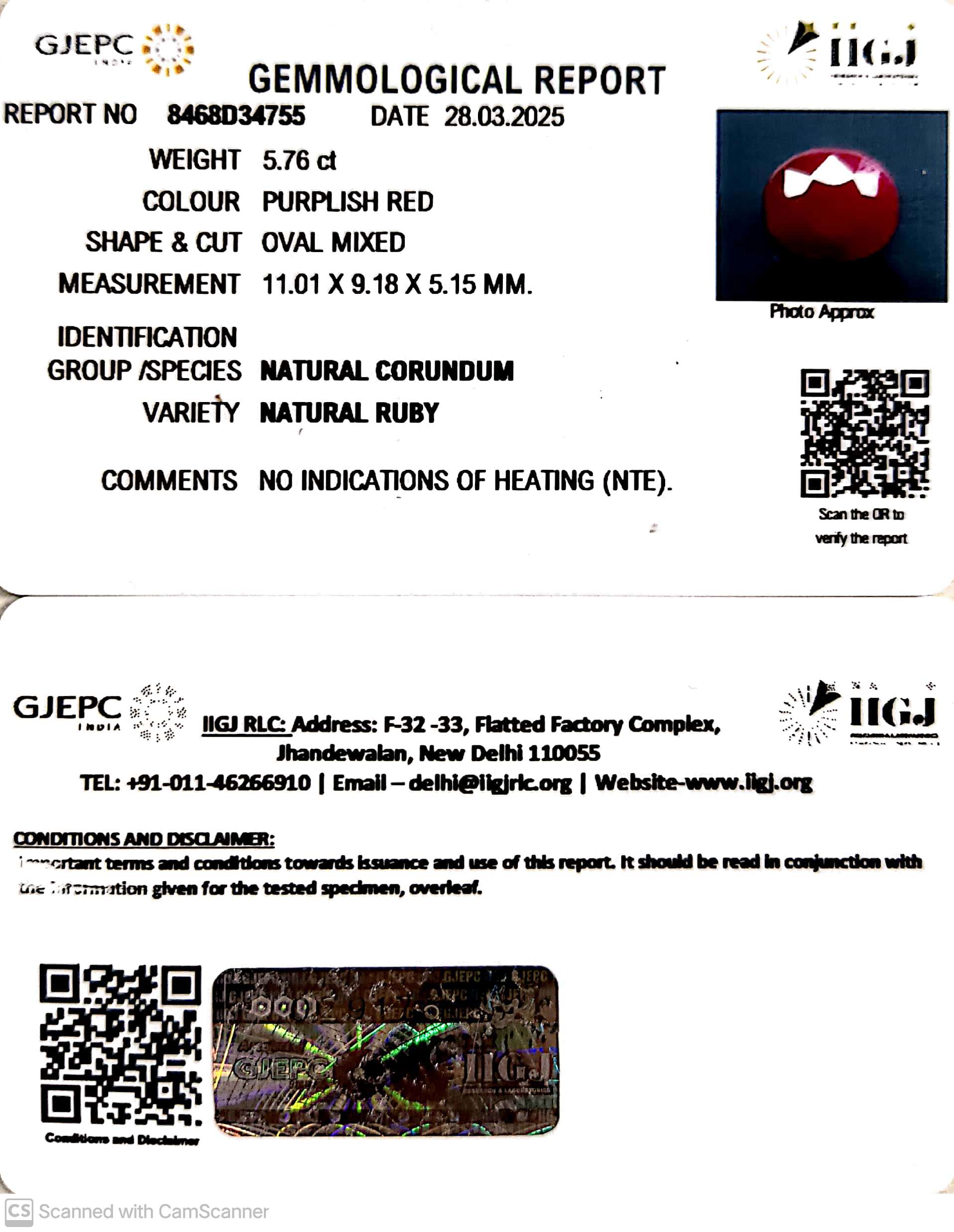 5.76/CT Natural Ruby with Govt. Lab Certificate-8468D34755