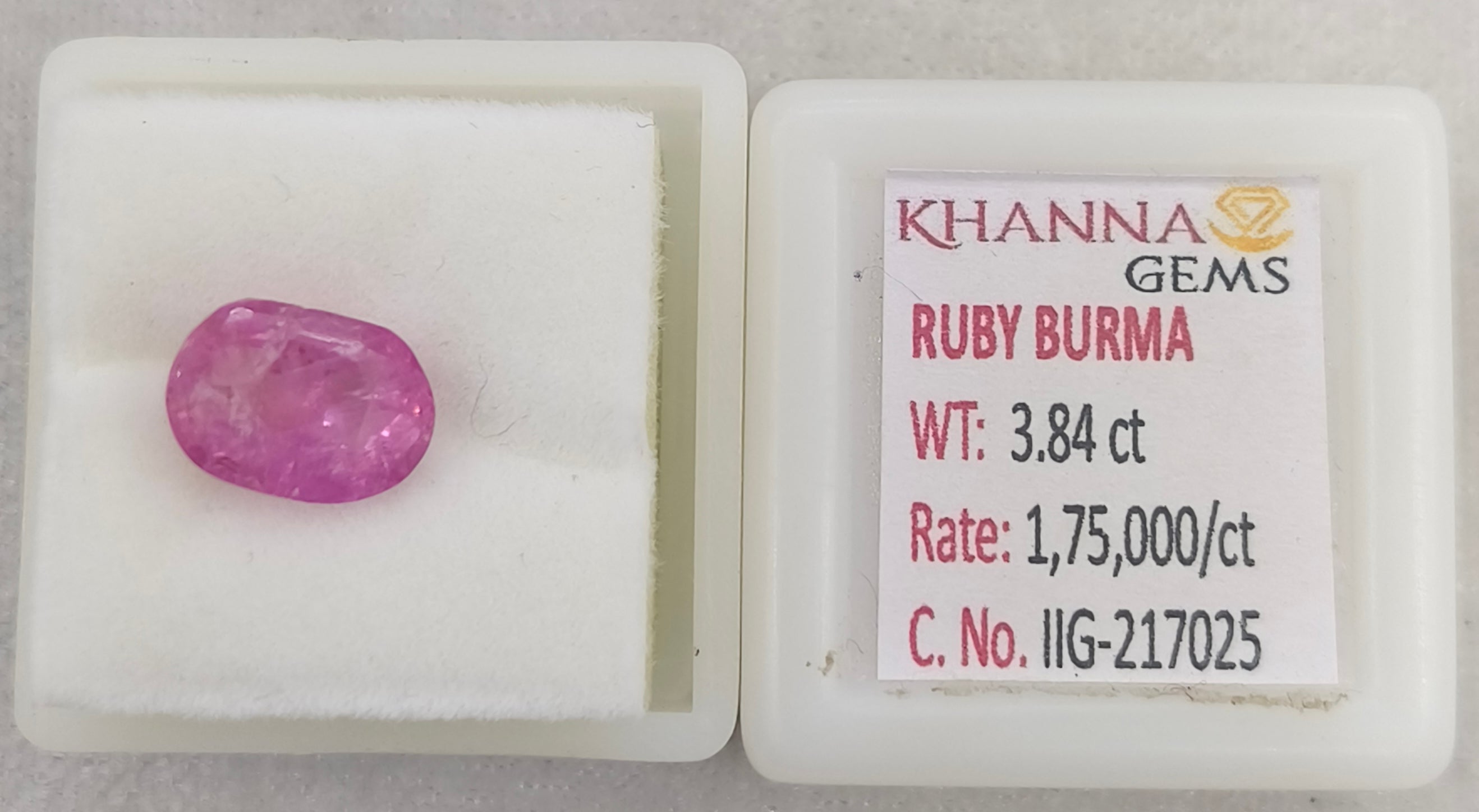 3.84/CT Natural Old Burma Ruby with IIGJ Govt. Lab Certificate-217025