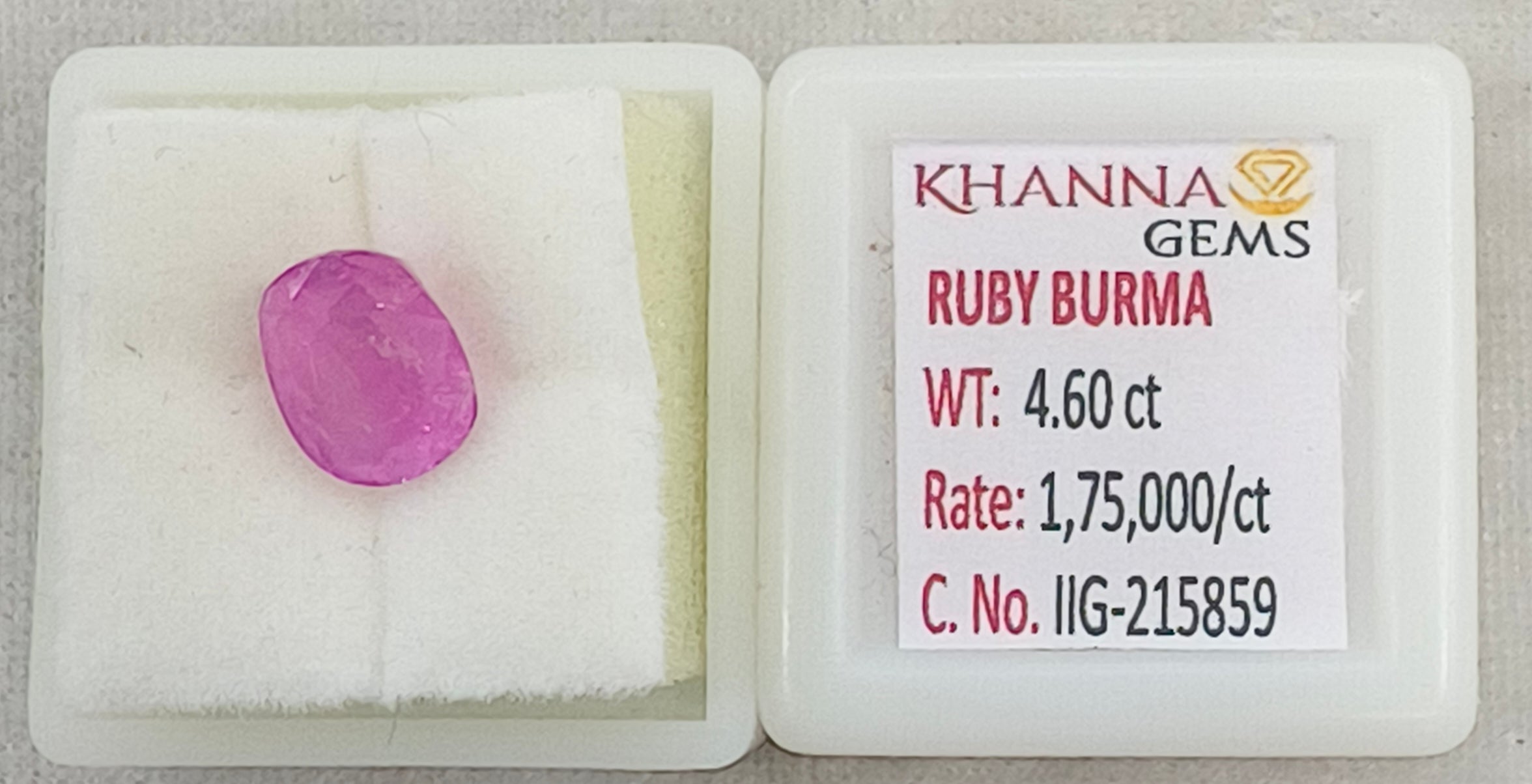 4.60/CT Natural Old Burma Ruby with IIGJ Govt. Lab Certificate-215859