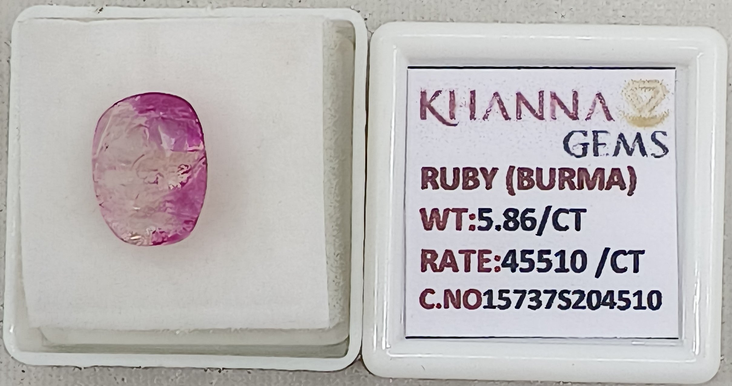 5.86/CT Natural Old Burma Ruby with IIGJ Govt. Lab Certificate-15737S204510
