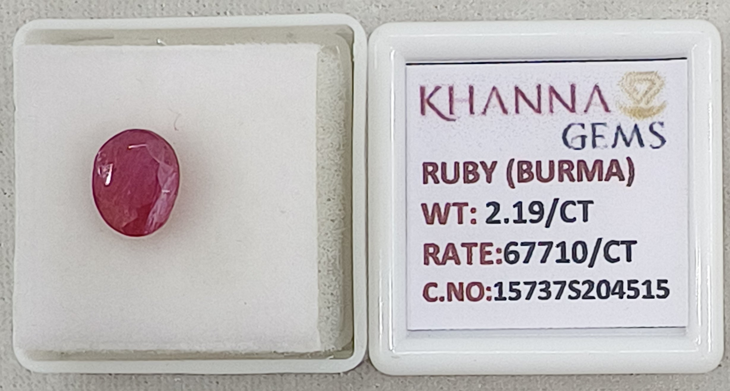 2.19/CT Natural Old Burma Ruby with IIGJ Govt. Lab Certificate-15737S204515