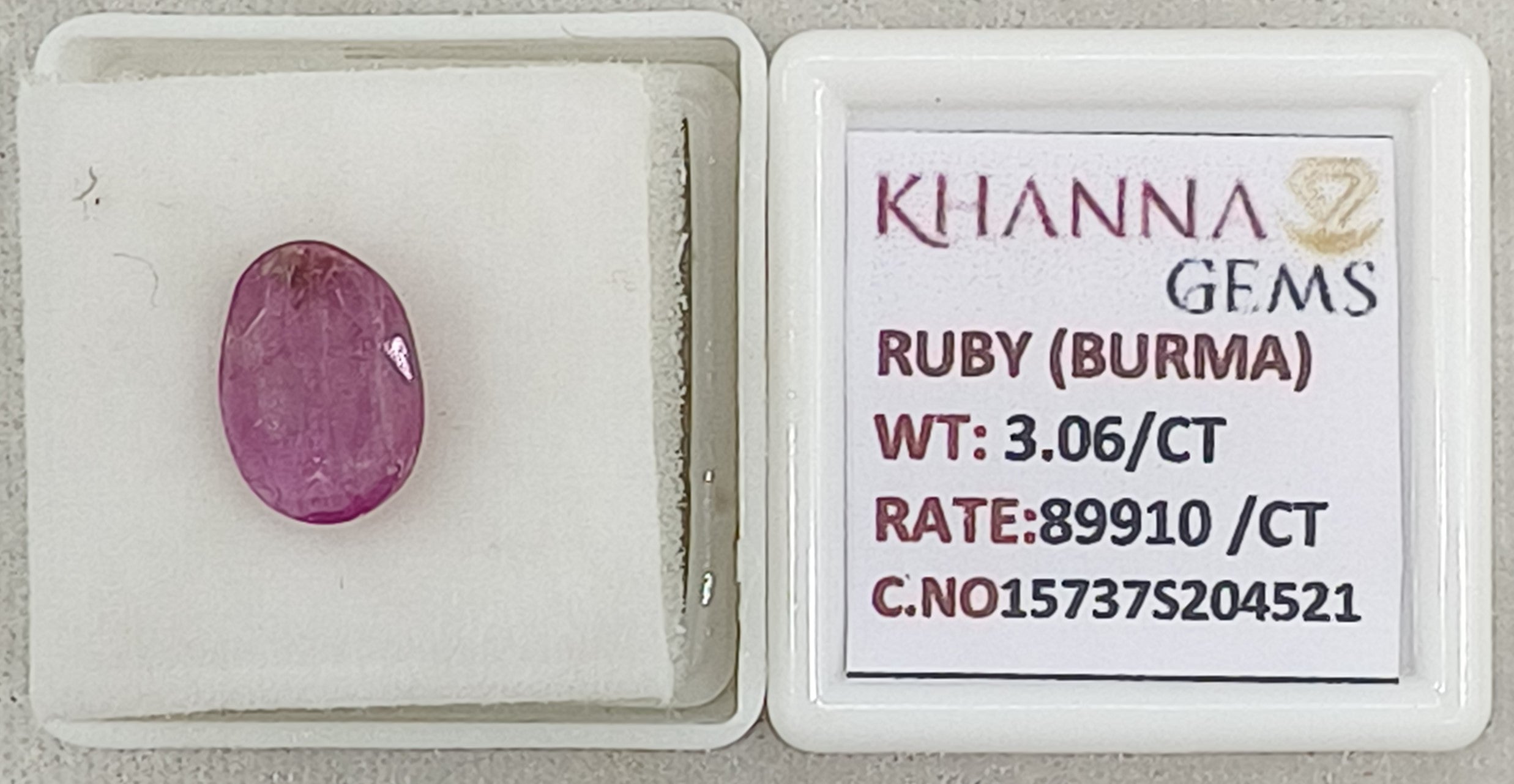 3.06/CT Natural Old Burma Ruby with IIGJ Govt. Lab Certificate-15737S204521