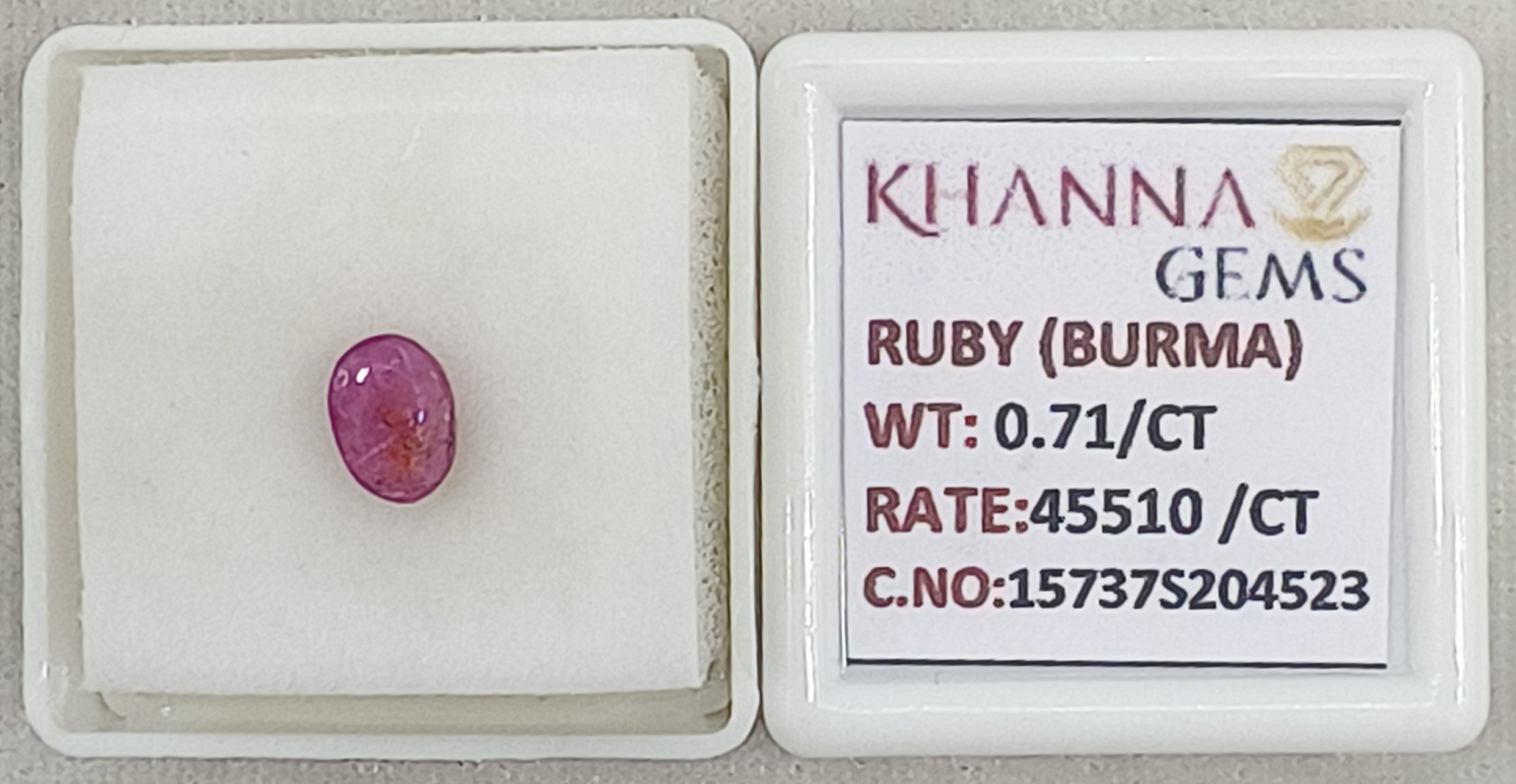 0.71/CT Natural Old Burma Ruby with IIGJ Govt. Lab Certificate-15737S204523