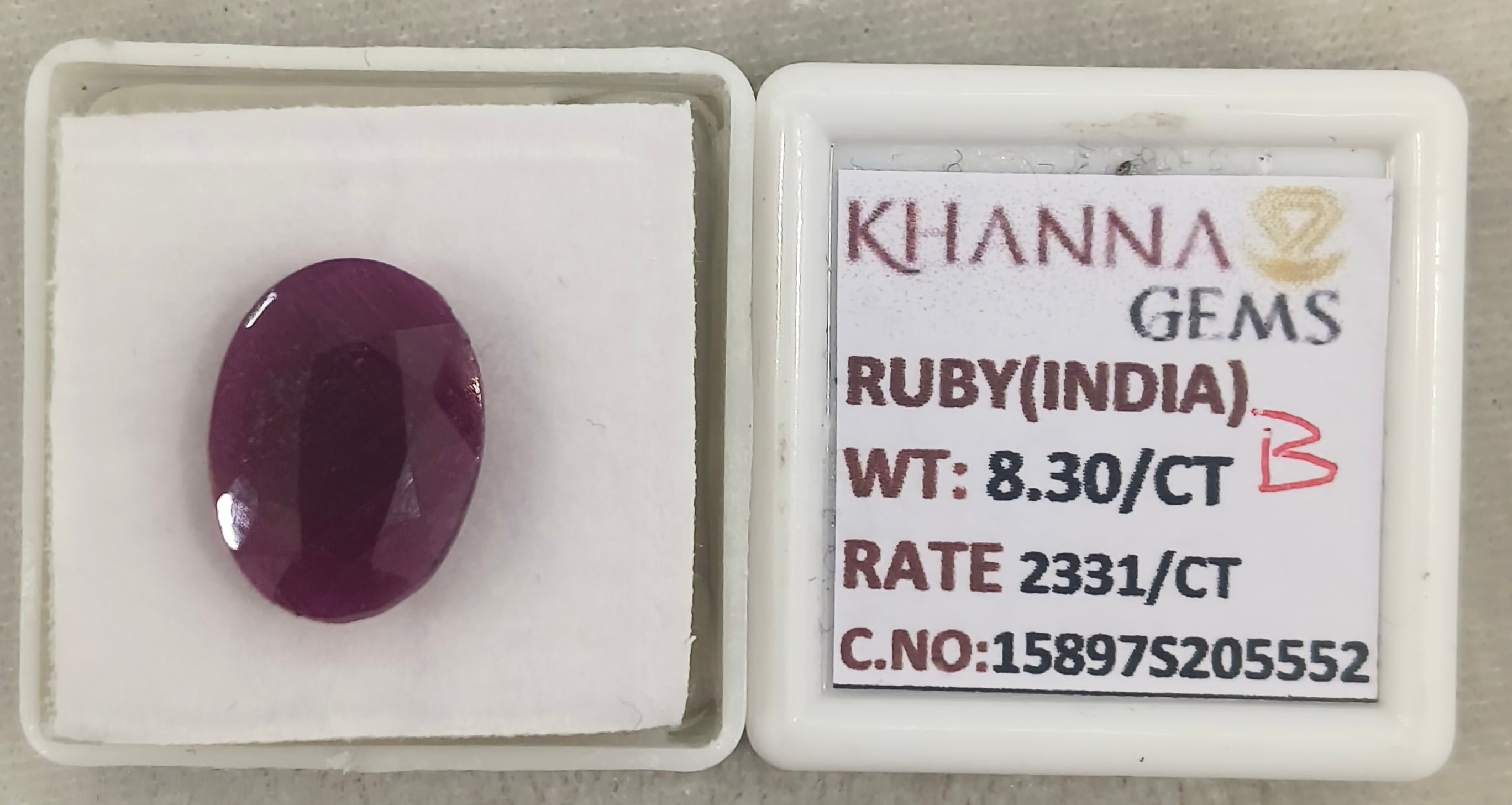 8.30/CT Natural Ruby Stone with Govt. Lab Certificate-15897S205552