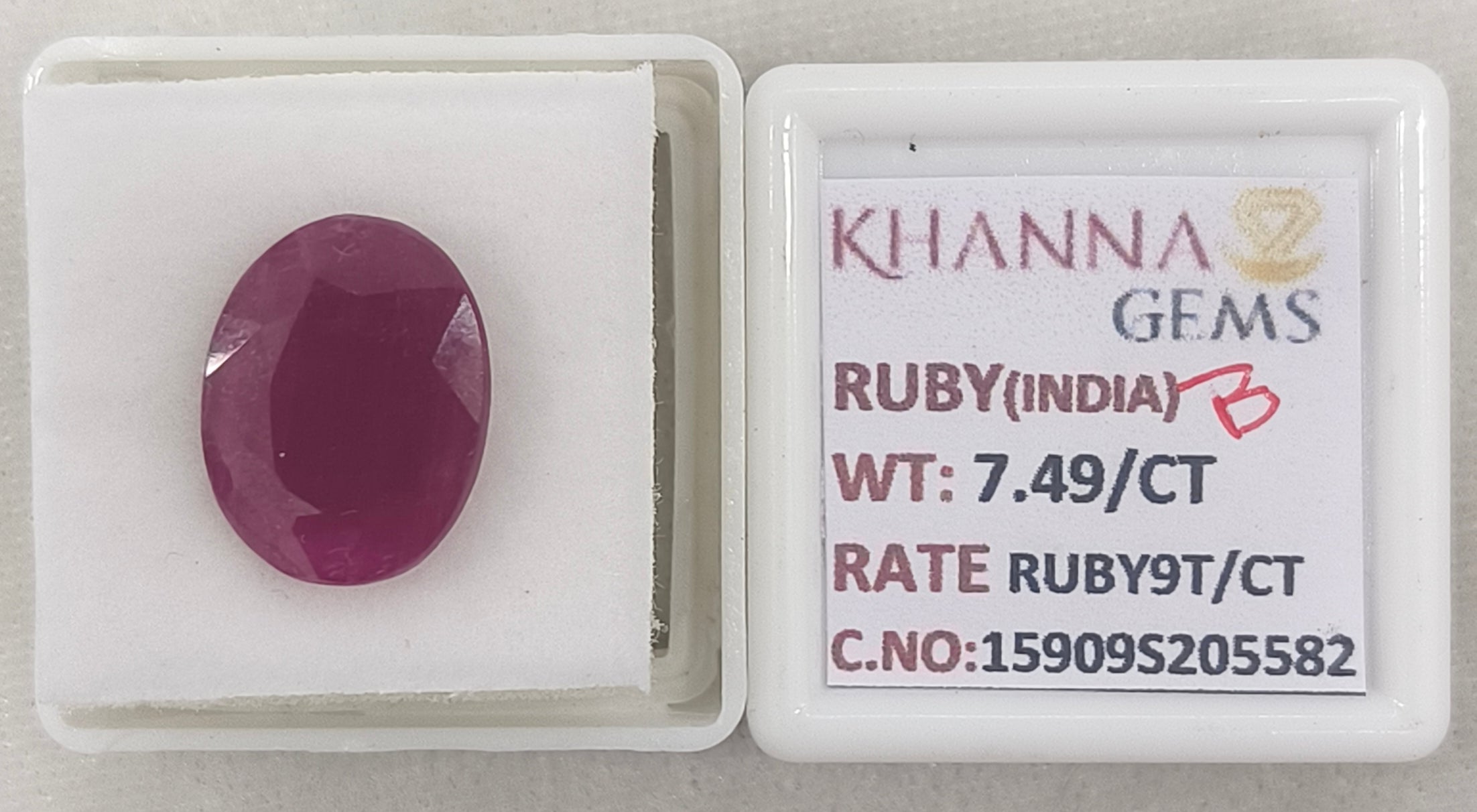 7.49/CT Natural Ruby Stone with Govt. Lab Certificate-15909S205582