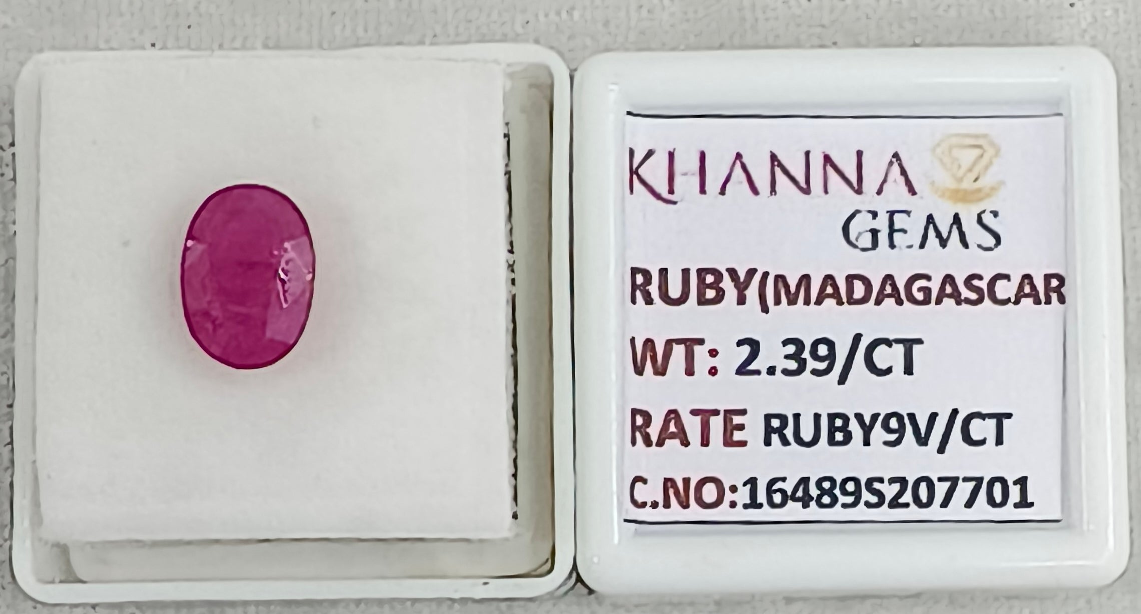 2.39/CT Natural Ruby Stone with Govt. Lab Certificate-16489S207701
