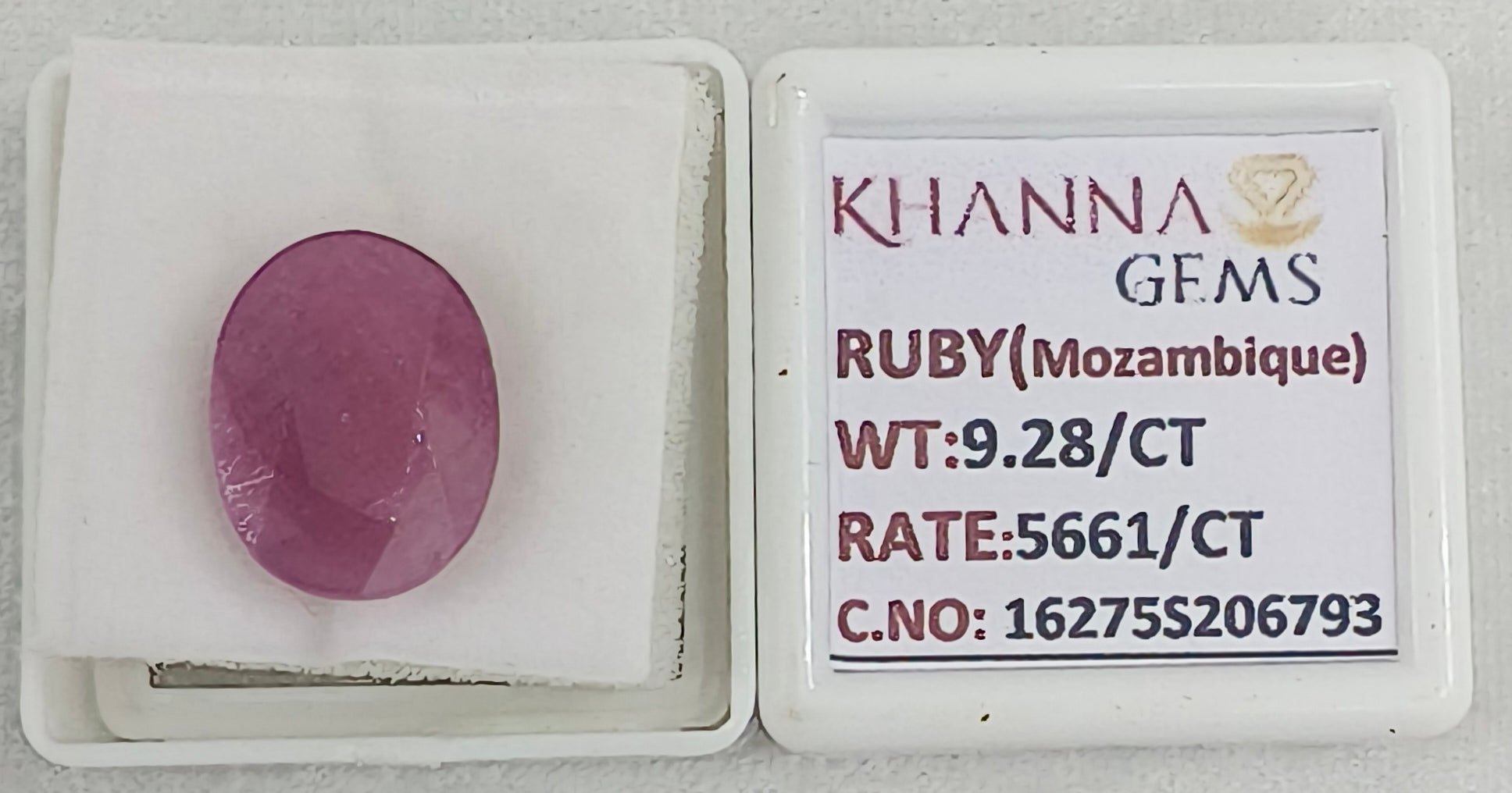9.28/CT Natural Ruby Stone with Govt. Lab Certificate-16275S206793
