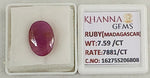Load image into Gallery viewer, 7.59/CT Natural Ruby Stone with Govt. Lab Certificate-16275S206808