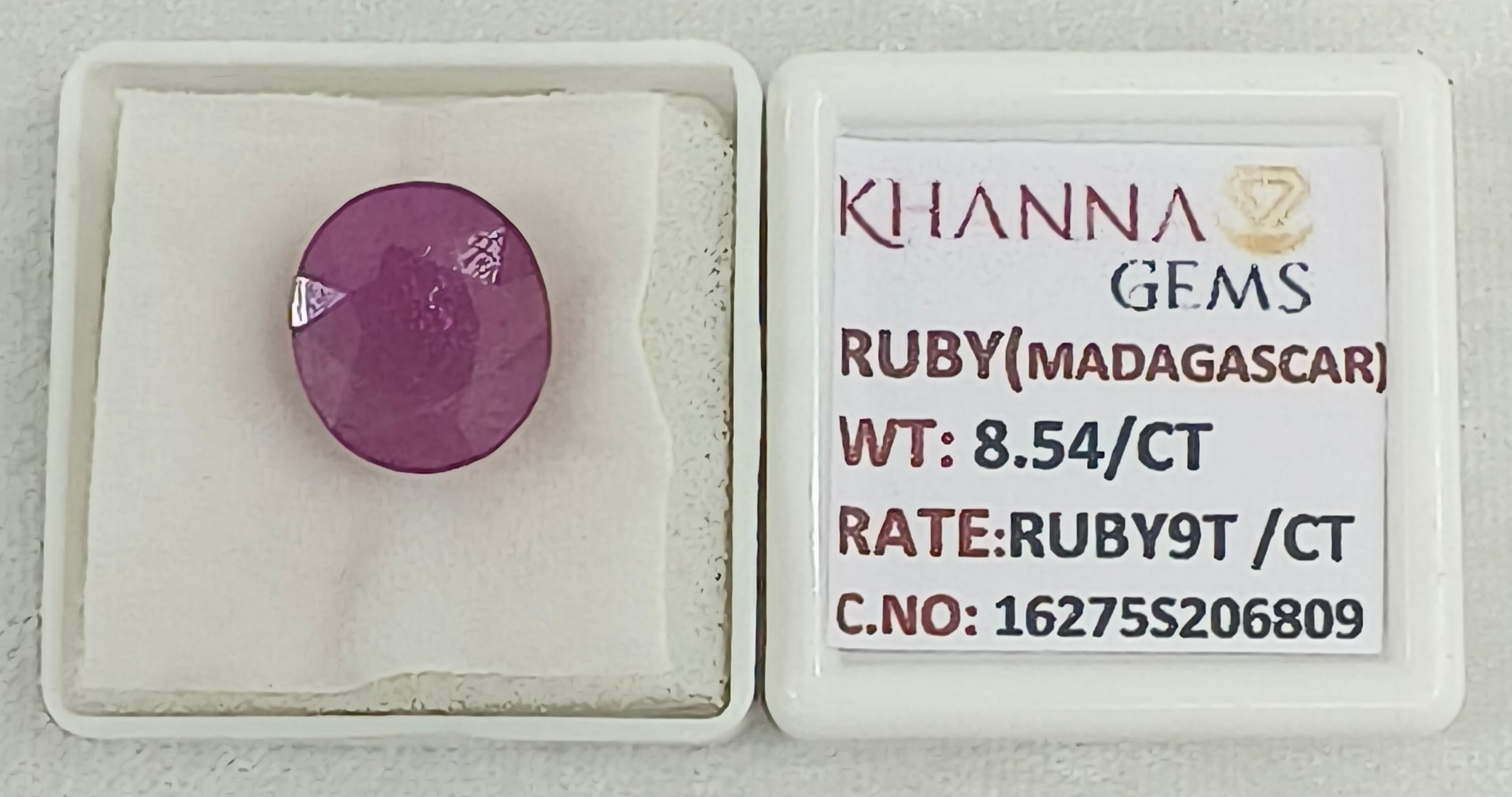 8.54/CT Natural Ruby Stone with Govt. Lab Certificate-16275S206809