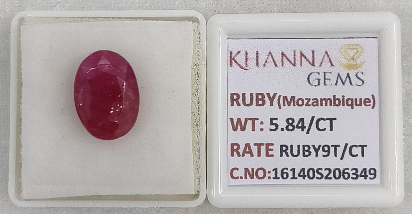 5.84/CT Natural Ruby Stone with Govt. Lab Certificate-16140S206349