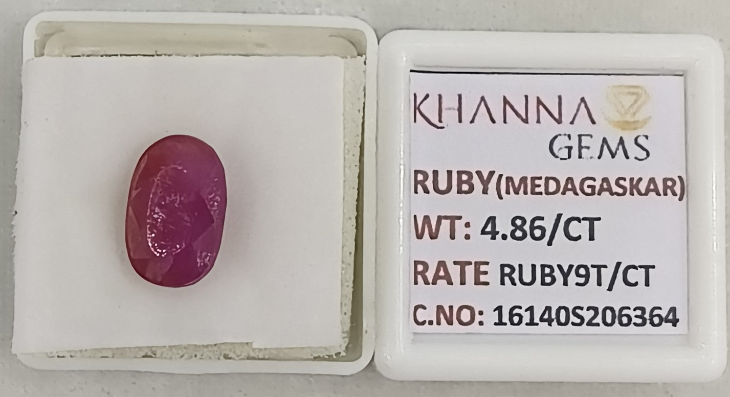 4.86/CT Natural Ruby Stone with Govt. Lab Certificate-16140S206364