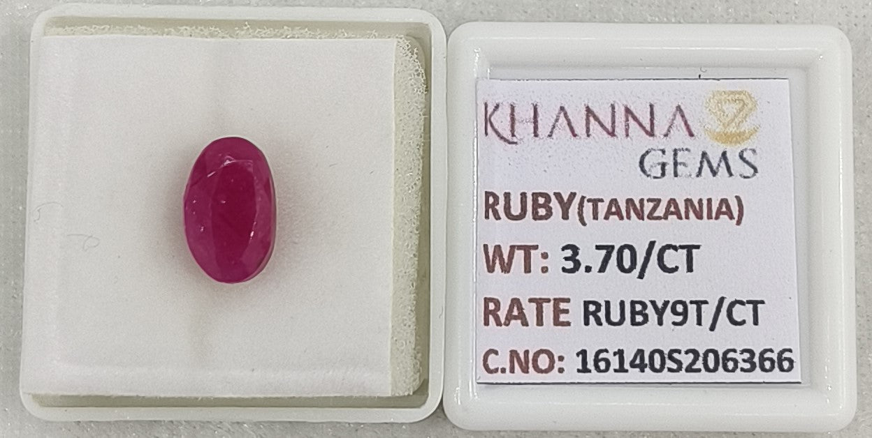 3.7/CT Natural Ruby Stone with Govt. Lab Certificate-16140S206366