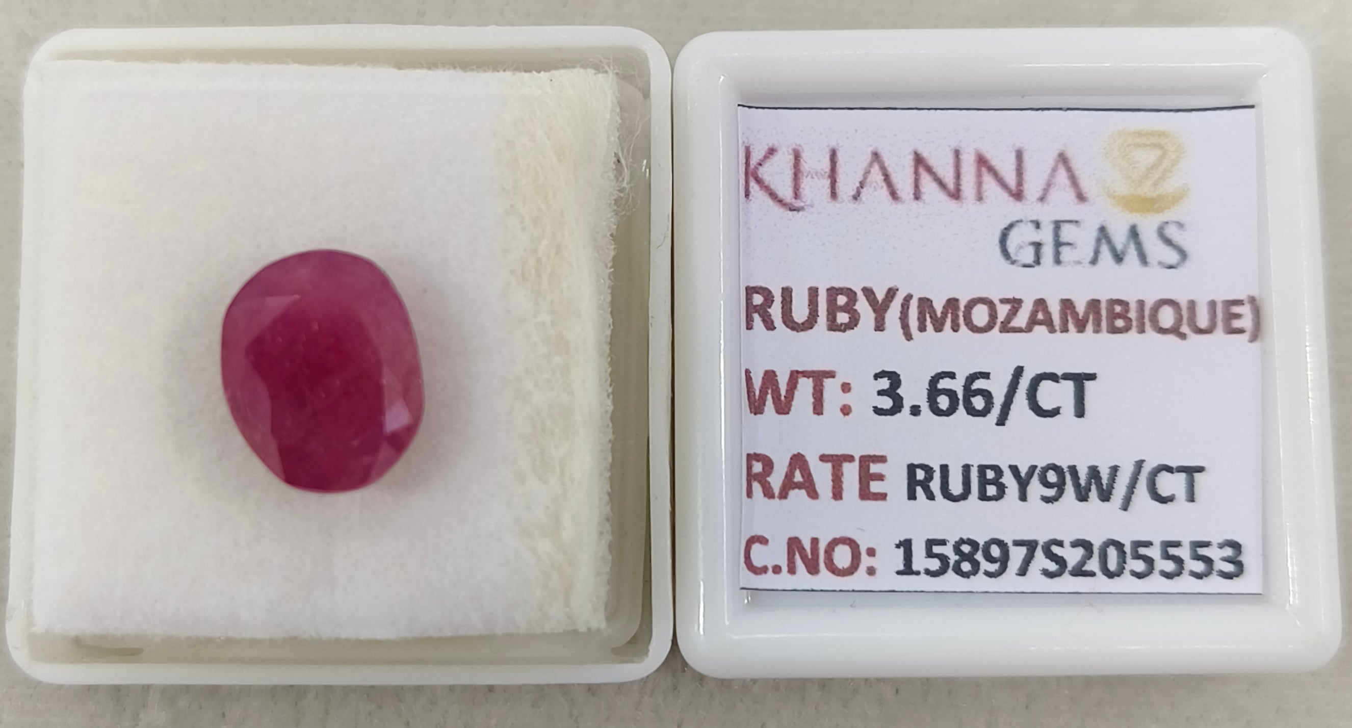 3.66/CT Natural Ruby Stone with Govt. Lab Certificate-15897S205553