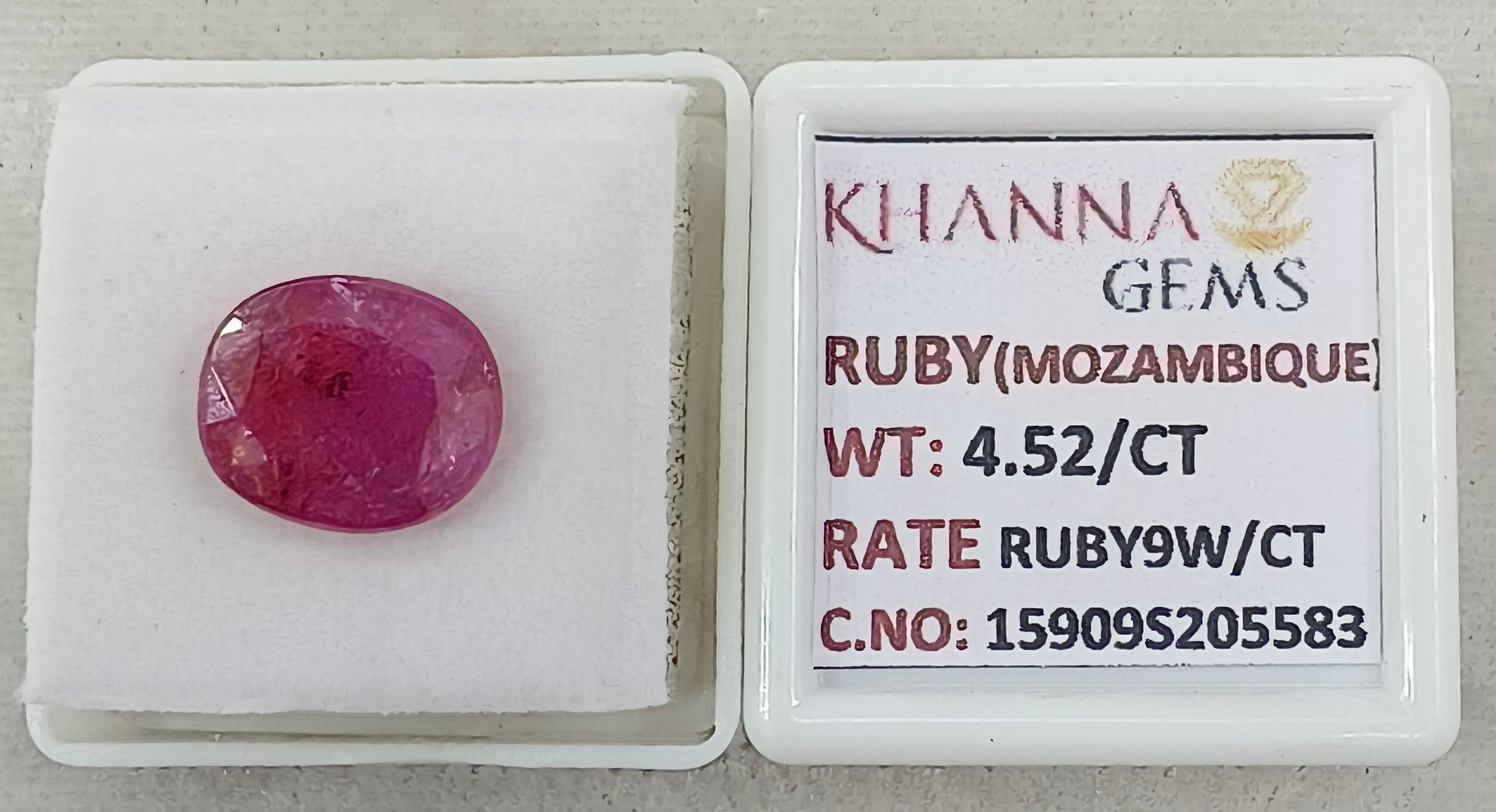 4.52/CT Natural Ruby Stone with Govt. Lab Certificate-15909S205583