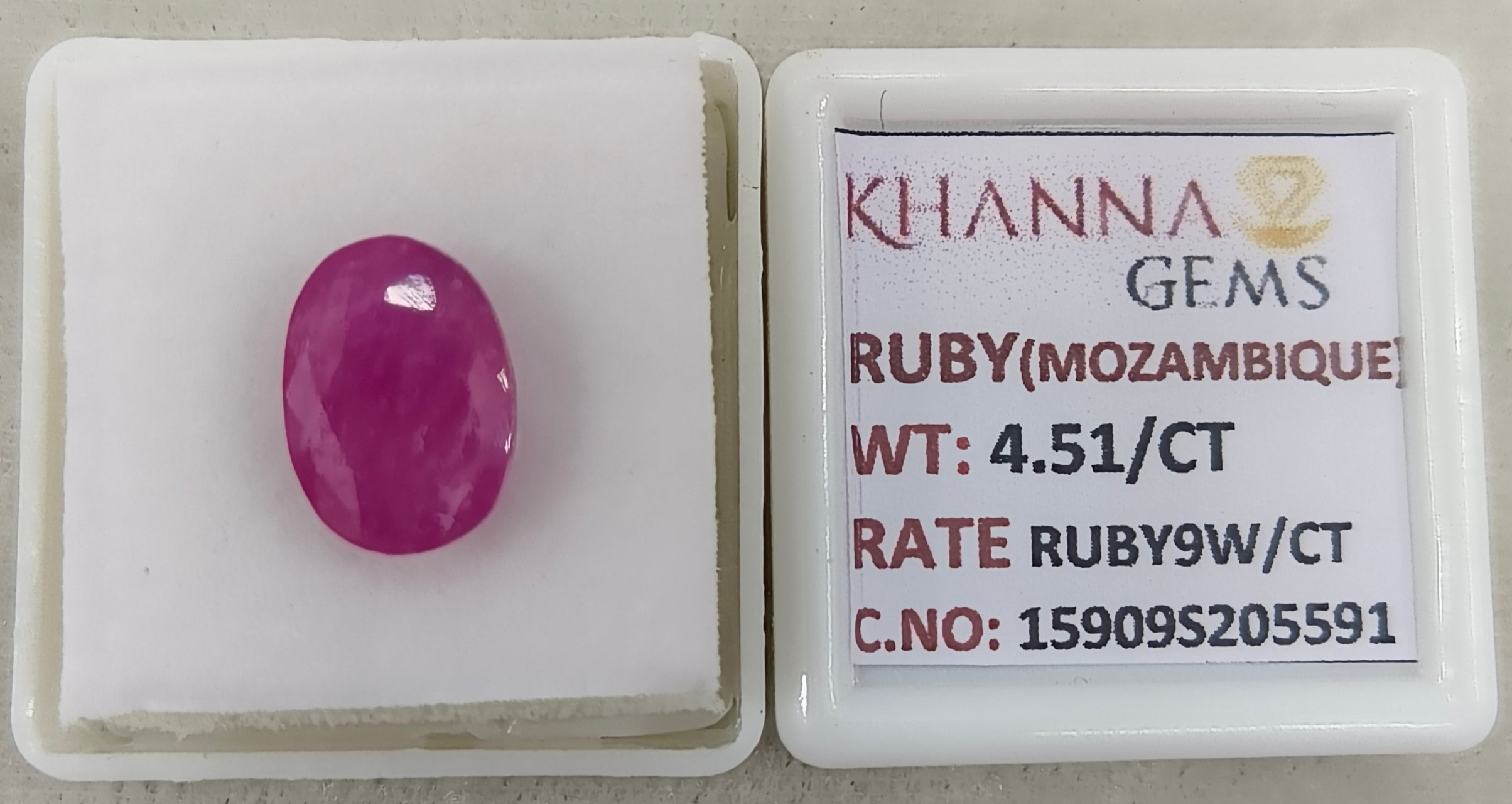 4.51/CT Natural Ruby Stone with Govt. Lab Certificate-15909S205591