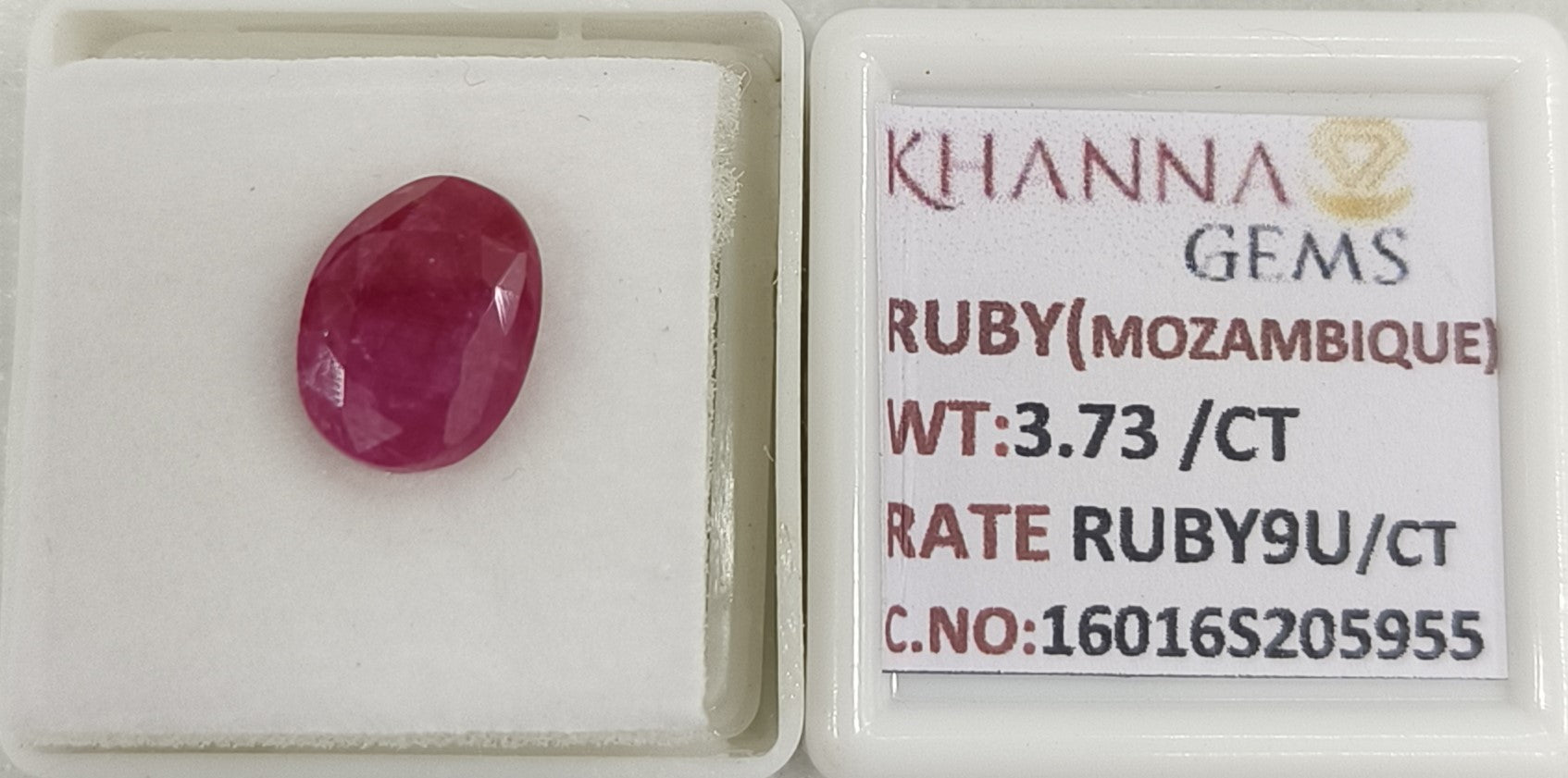 3.73/CT Natural Ruby Stone with Govt. Lab Certificate-16016S205955
