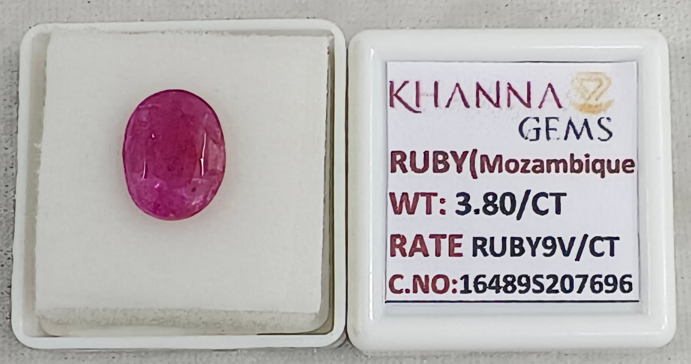 3.8/CT Natural Ruby Stone with Govt. Lab Certificate-16489S207696