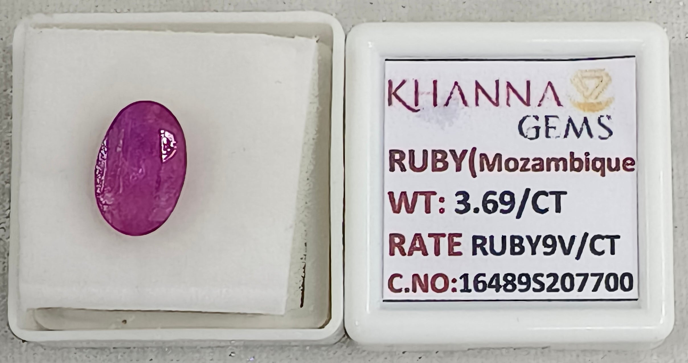 3.69/CT Natural Ruby Stone with Govt. Lab Certificate-16489S207700