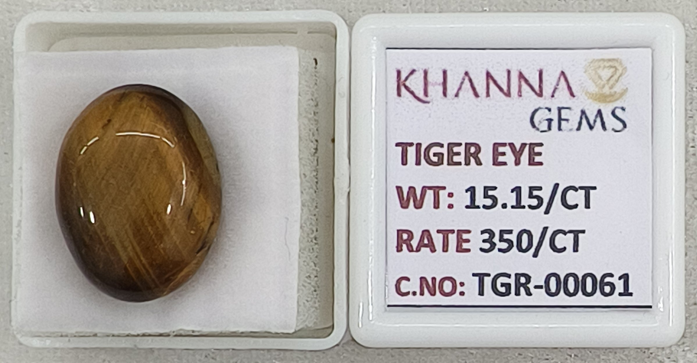 15.15/CT Tiger Eye with Govt. Lab Certificate-TGR00061