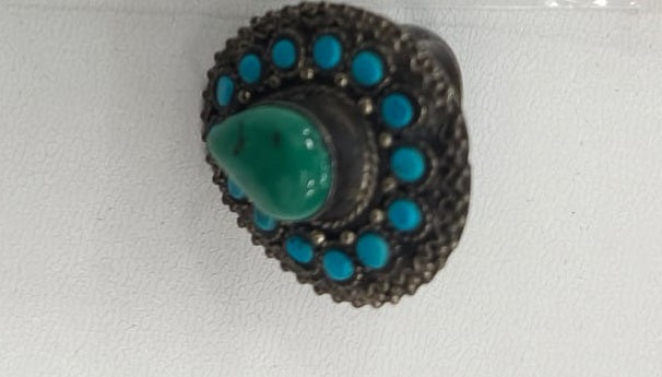 16.30/GM TURQUISE RAJWARA SILVER RING (525)