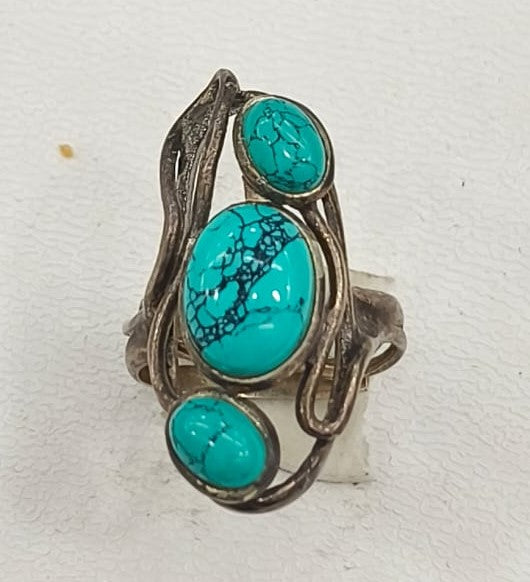 6.40/GM TURQUISE SILVER RING (525)