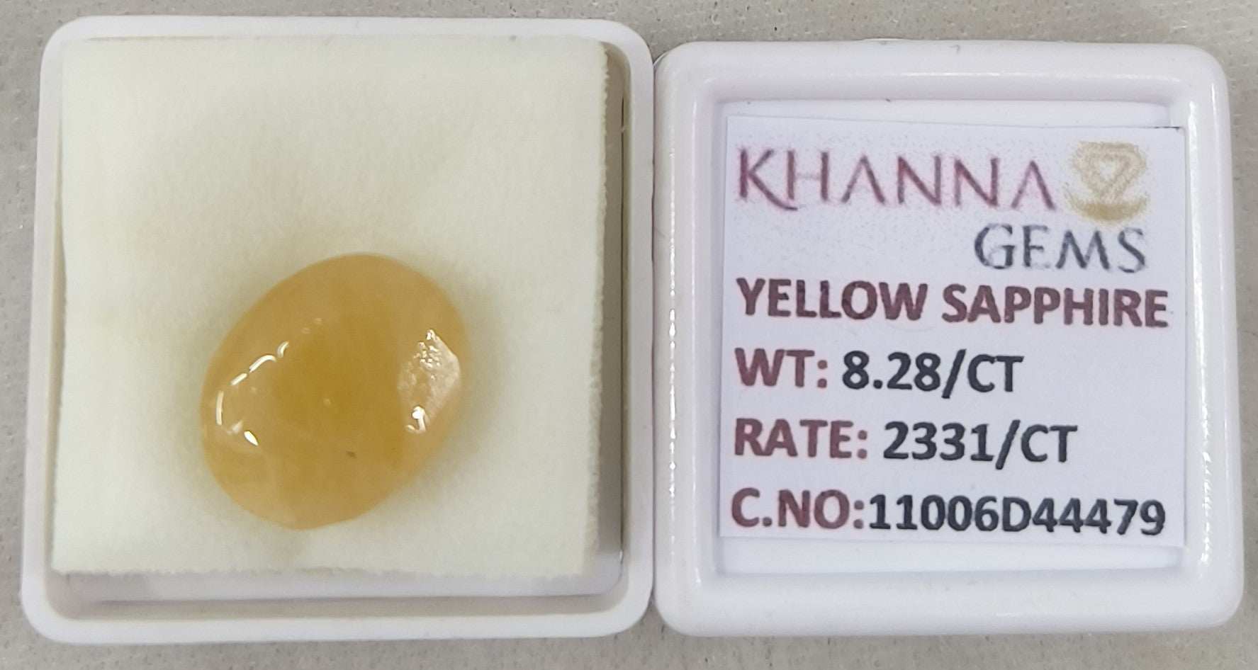8.28/CT Natural Yellow Sapphire With Govt Lab Certificate-11006D44479
