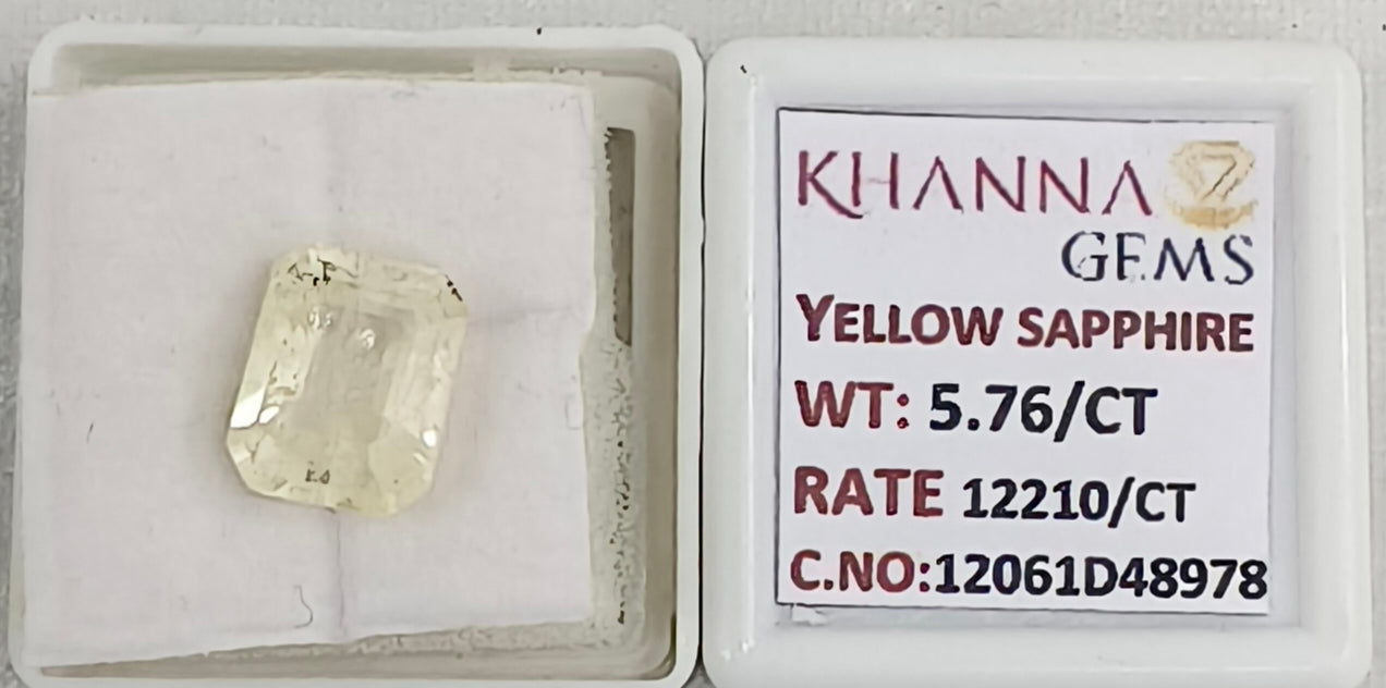 5.76/CT Natural Yellow Sapphire With Govt Lab Certificate-12061D48978