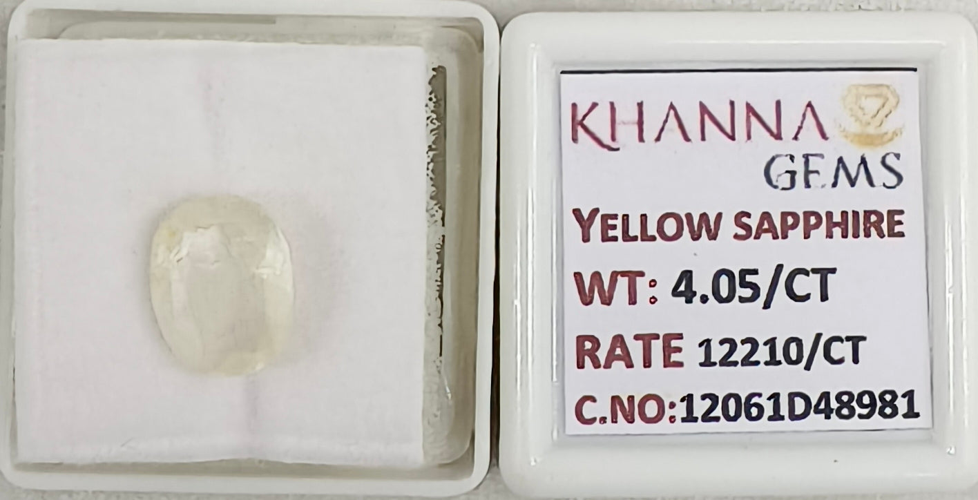 4.05/CT Natural Yellow Sapphire With Govt Lab Certificate-12061D48981