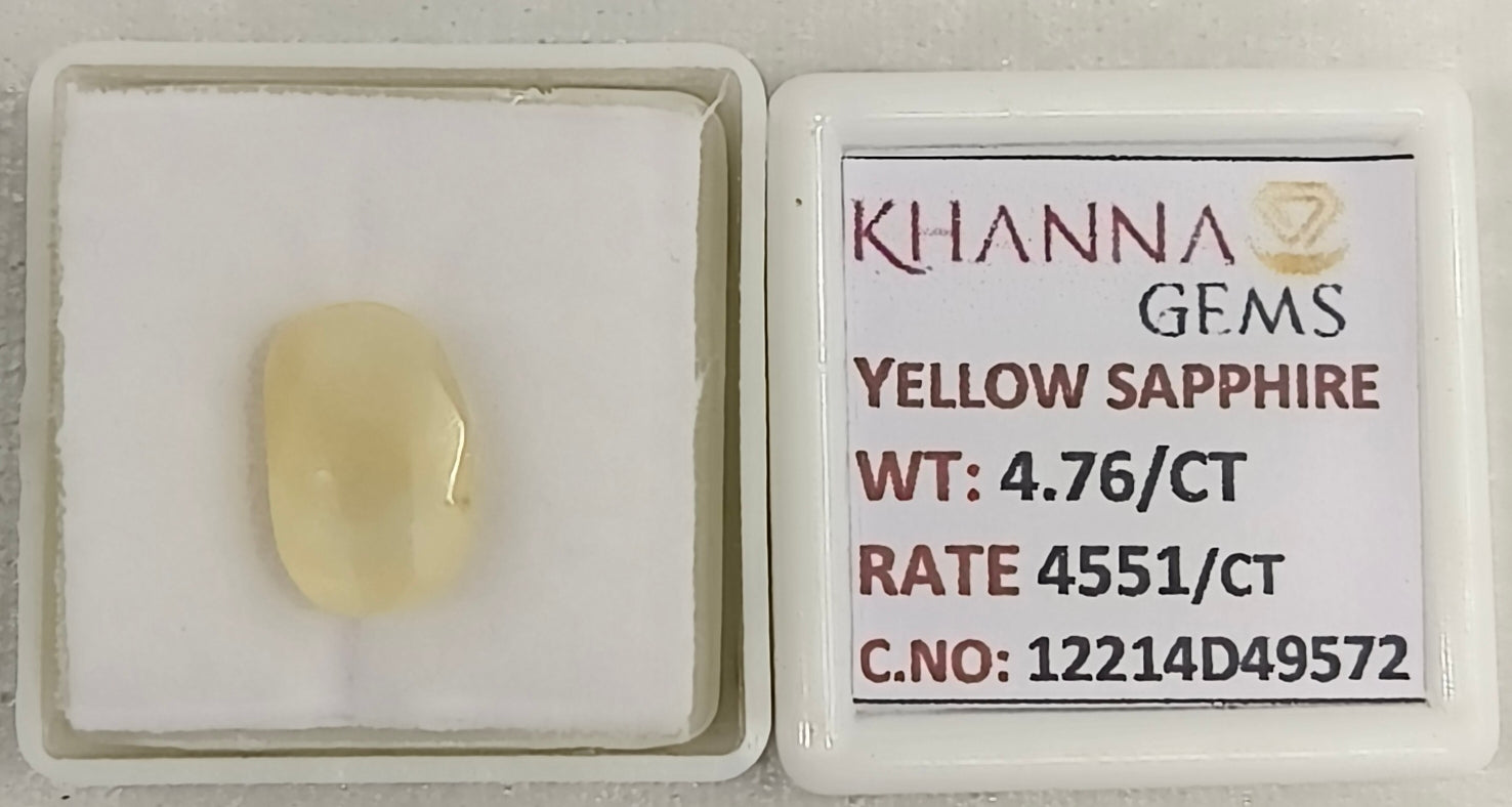 4.76/CT Natural Yellow Sapphire With Govt Lab Certificate-12214D49572