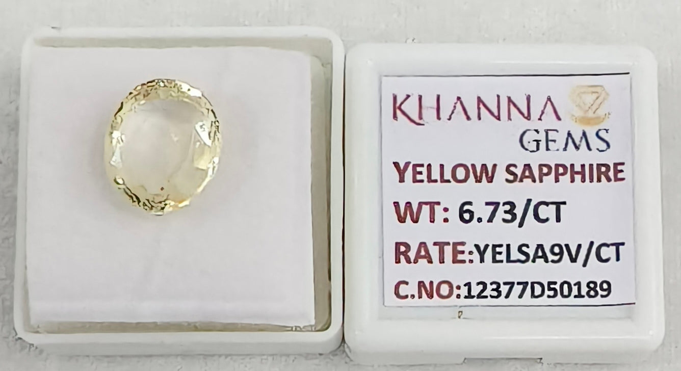 6.73/CT Natural Yellow Sapphire With Govt Lab Certificate-12377D50189