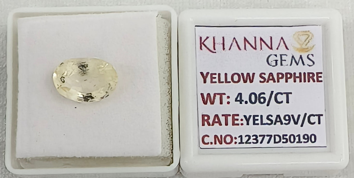 4.06/CT Natural Yellow Sapphire With Govt Lab Certificate-12377D50190