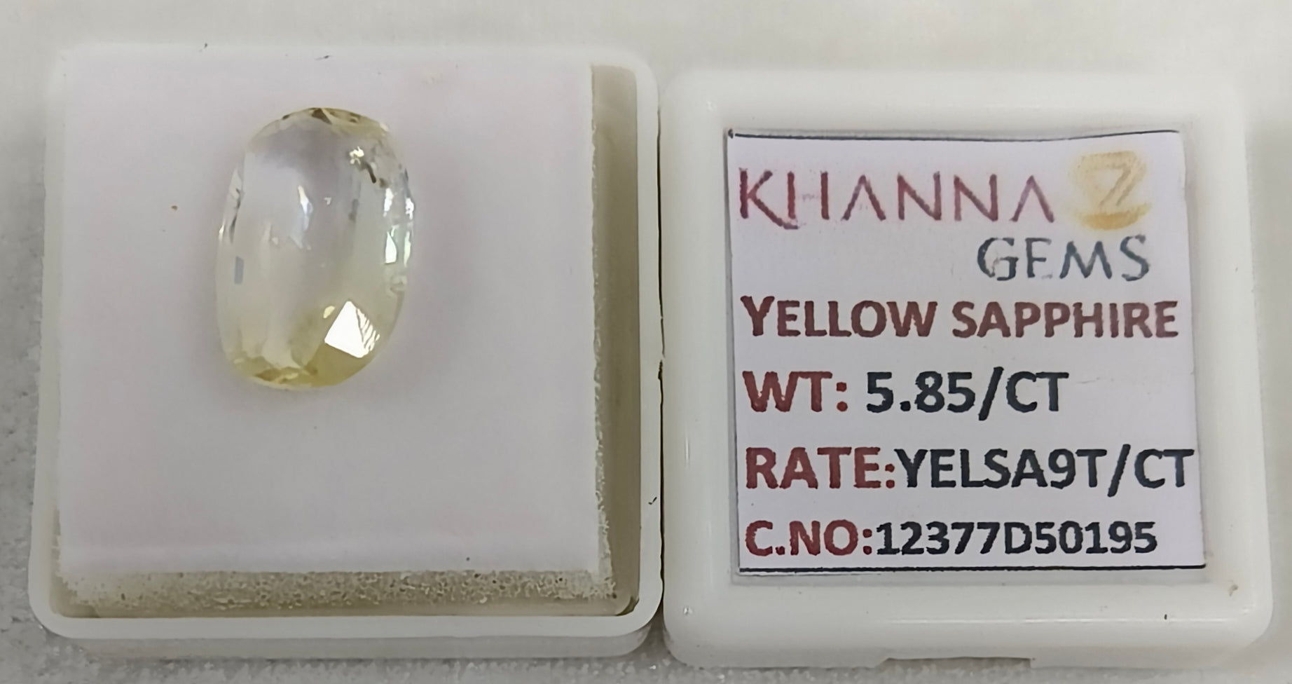 5.85/CT Natural Yellow Sapphire With Govt Lab Certificate-12377D50195