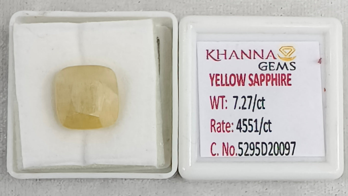 7.27/CT Natural Yellow Sapphire With Govt Lab Certificate-5295D20097