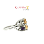 Load image into Gallery viewer, 4.90/GM YELLOW TOPAZ AMETHYST RING Earrings - G0247
