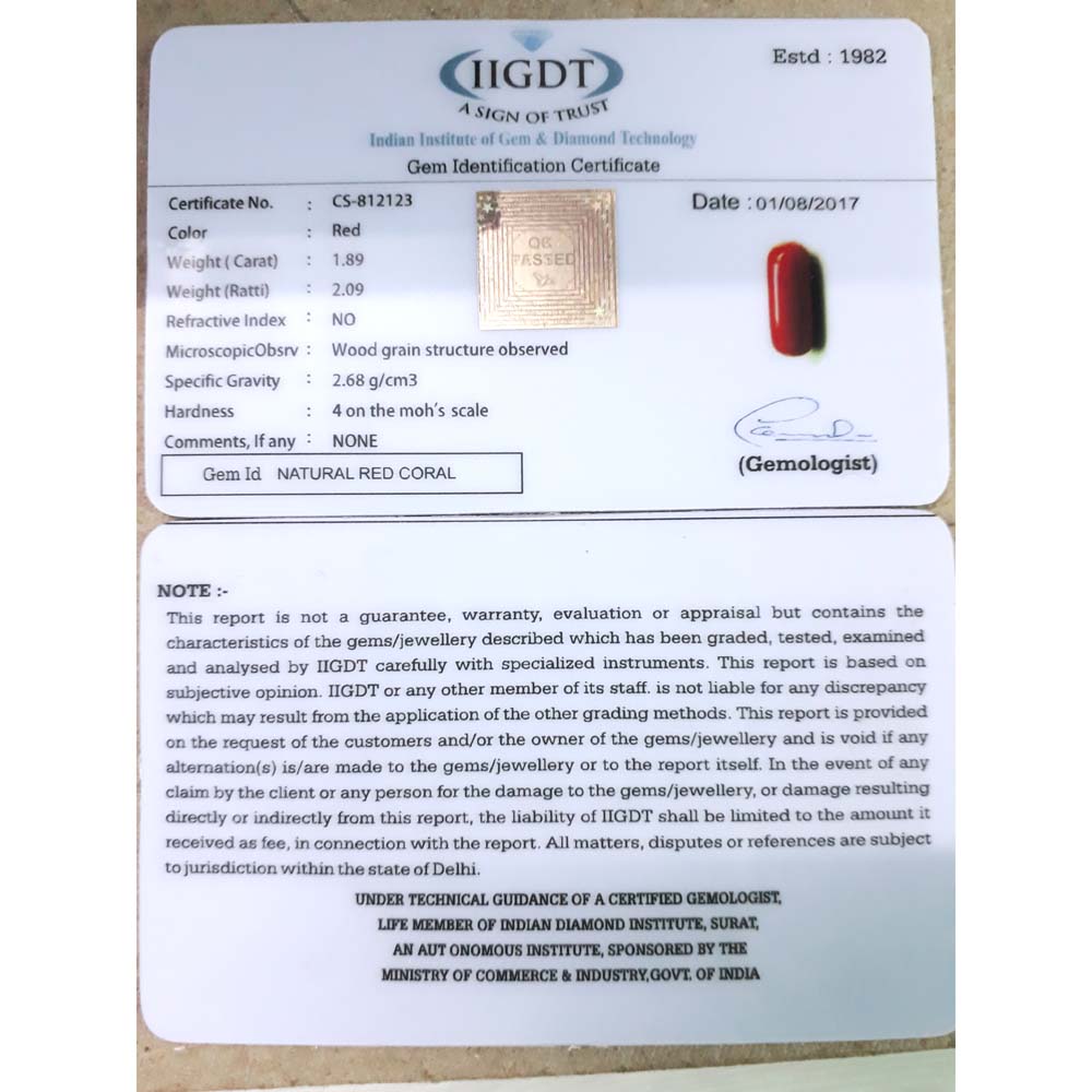 1.89 Carat Natural Italian Moonga